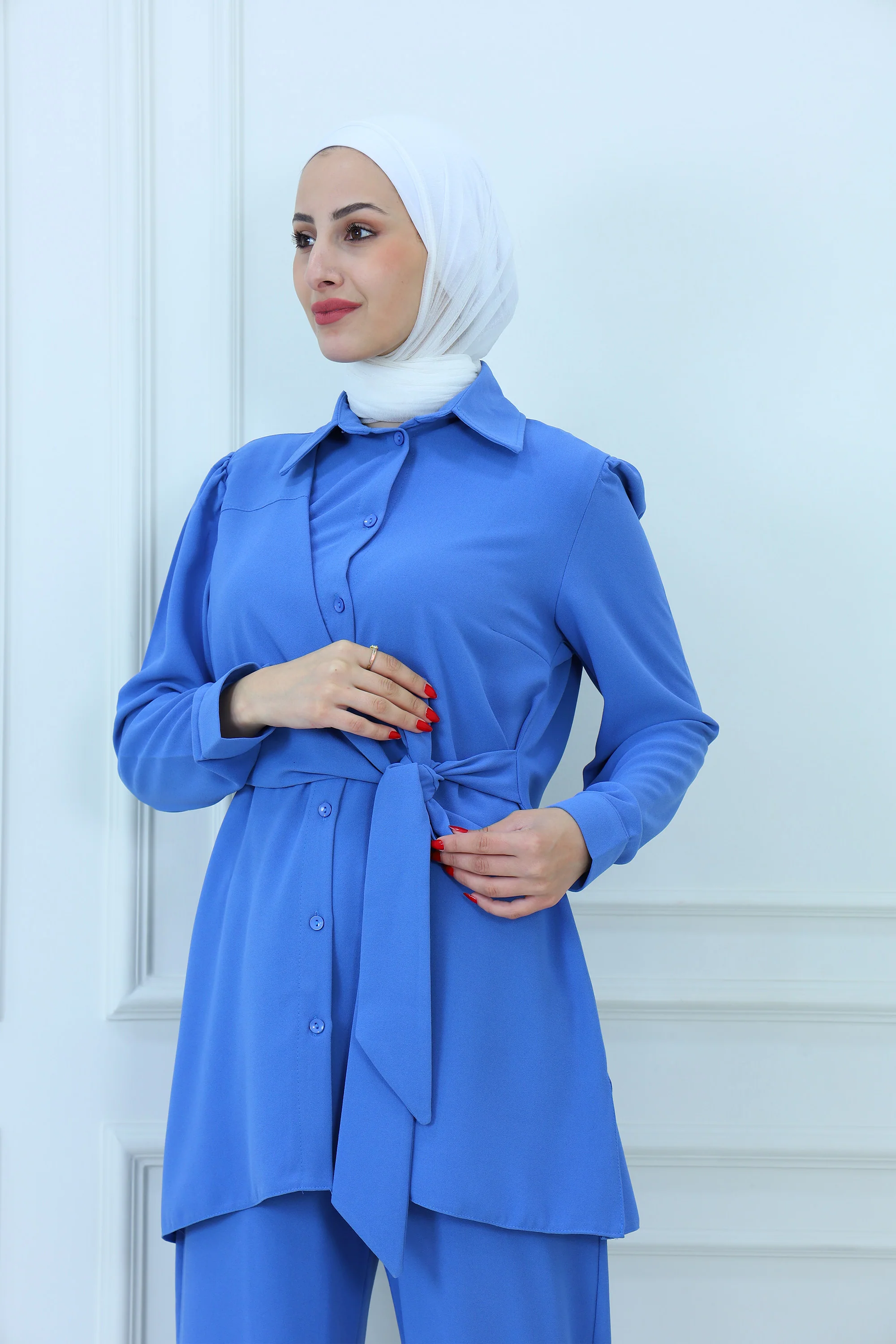 Two-Piece Modest Suit with Tie-Waist