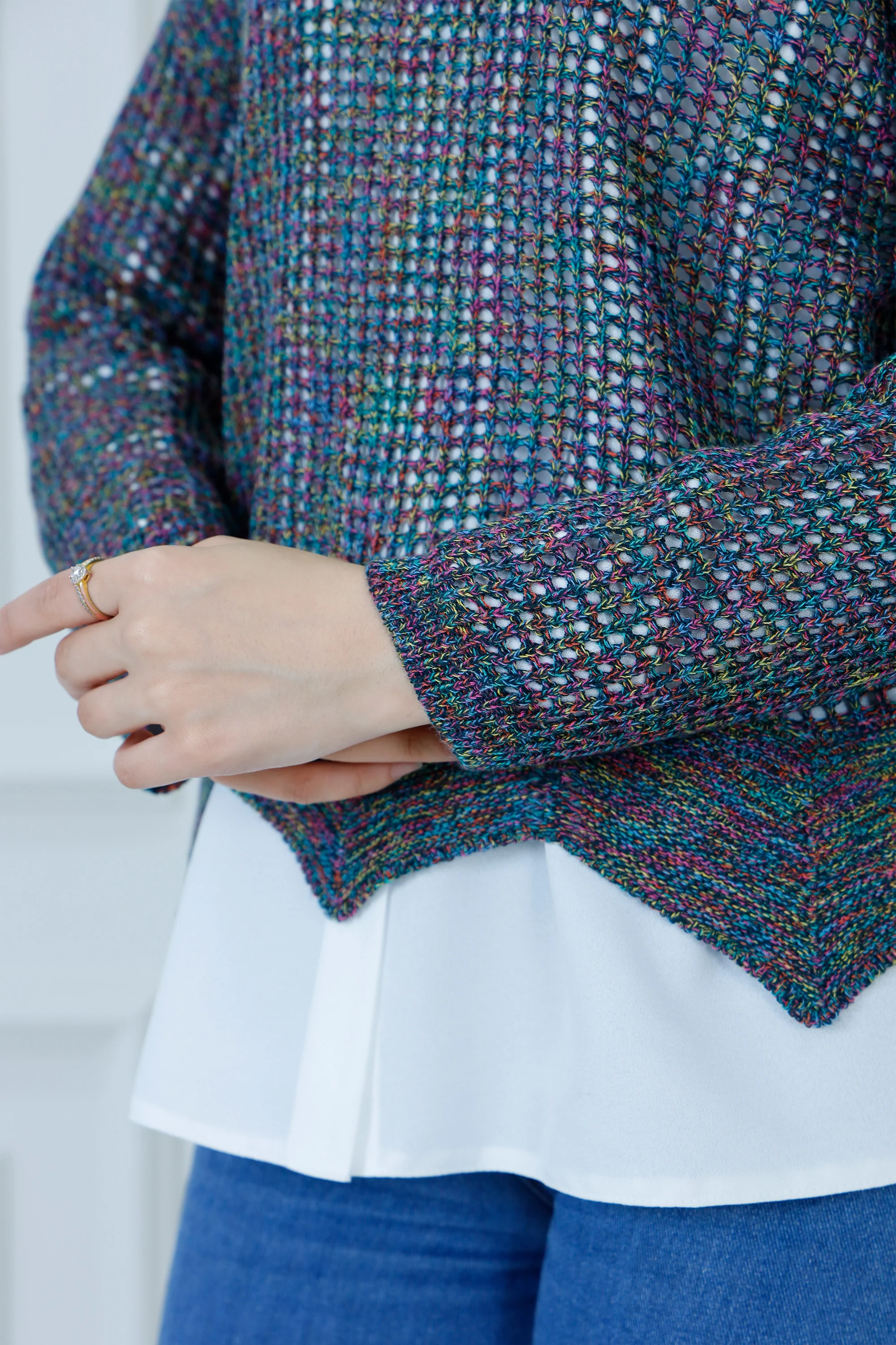 Textured Soft Multicolor Speckled Sweater