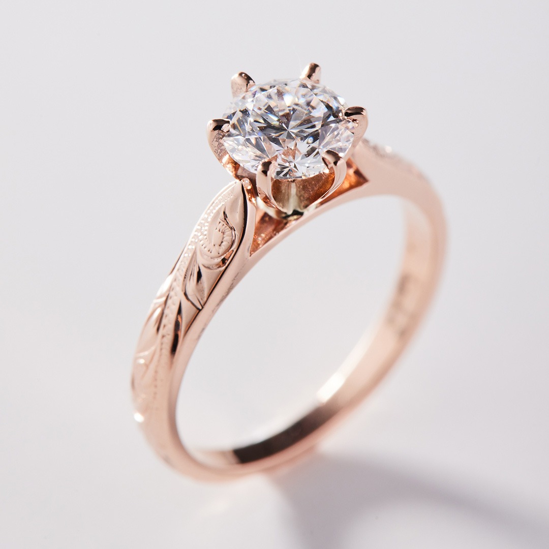 Hawaiian Jewelry / 14KPG / One Carat Lab-Grown Diamond Ring