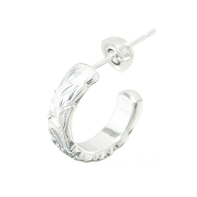 Hawaiian Jewelry / Silver 925 / Cutout Hoop Earrings (Large)