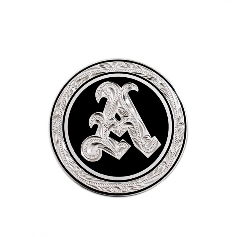 Hawaiian Jewelry/Brass/Enamel Initial Golf Marker M/Black