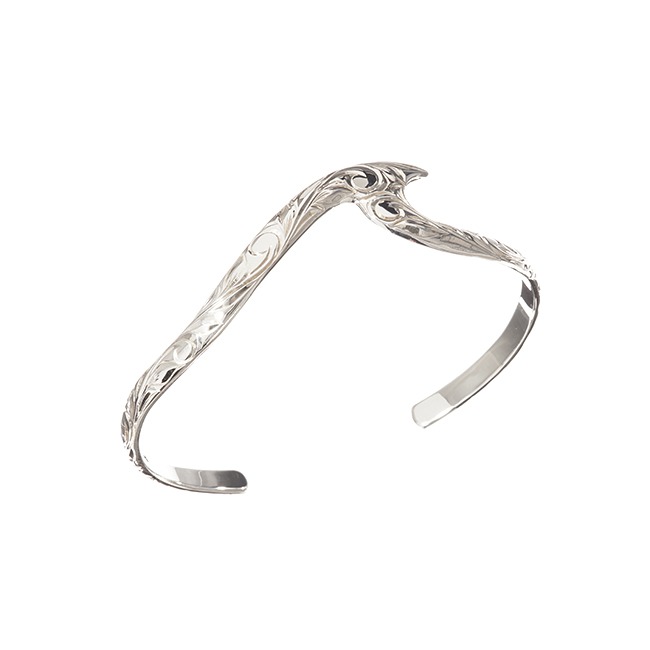 Hawaiian Jewelry / Silver 925 / Wave Bangle / Small Wave / 0586
