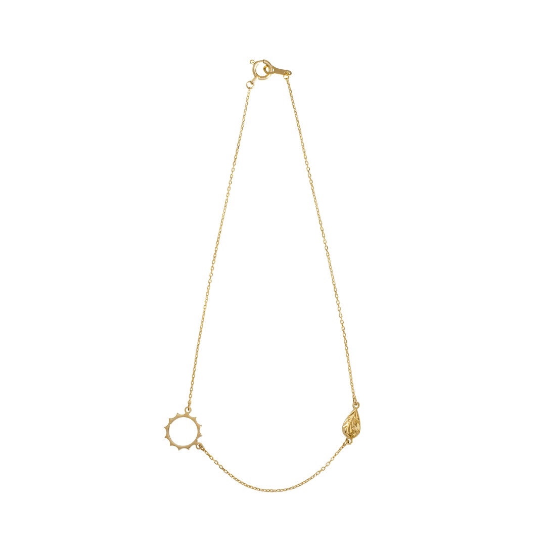 Hawaiian Jewelry / K10YG / 20th Anniversary Sun & Dewdrop Anklet