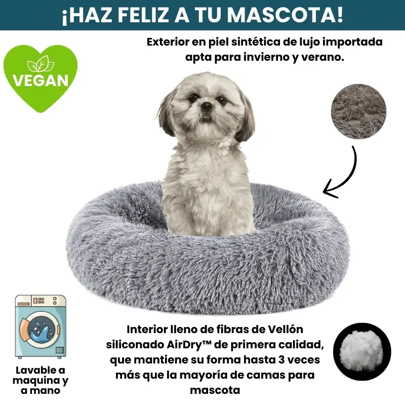 [Combo] Cama PREMIUM Antiestrés Para Perros Mascotikos™ + Manta Anti-Estrés + Almohadita De Regalo 🎁