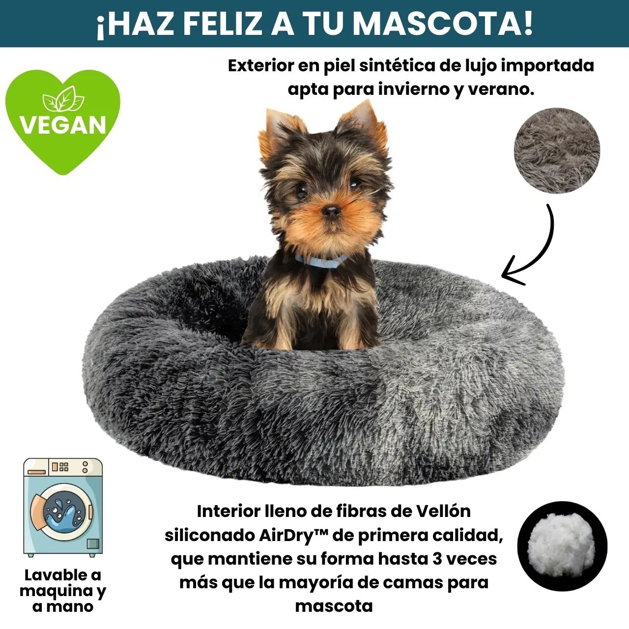 [Combo] Cama PREMIUM Antiestrés Para Perros Mascotikos™ + Manta Anti-Estrés + Almohadita De Regalo 🎁