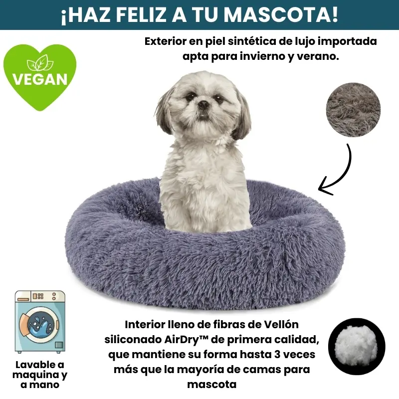 [Combo] Cama PREMIUM Antiestrés Para Perros Mascotikos™ + Manta Anti-Estrés + Almohadita De Regalo 🎁