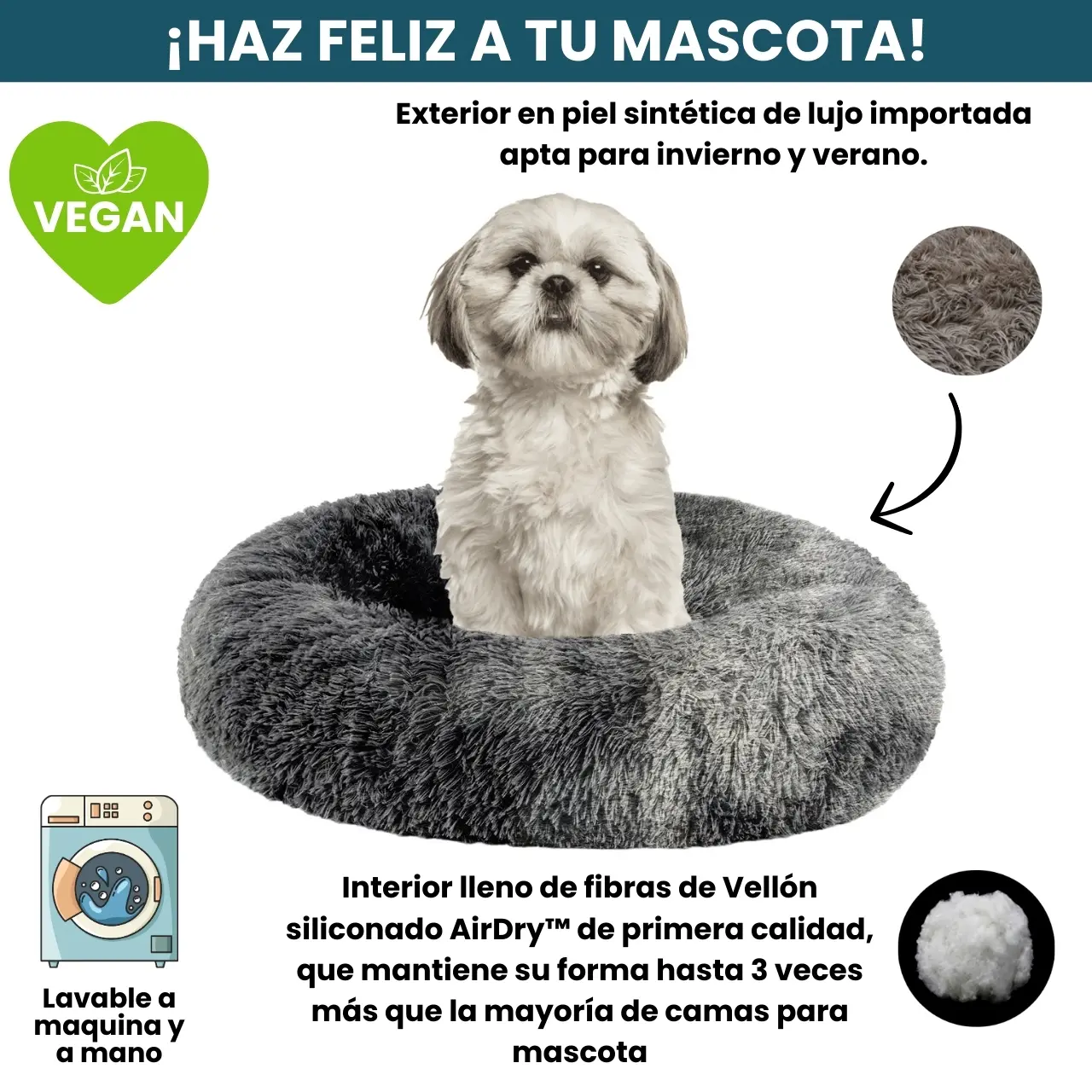 [Combo] Cama PREMIUM Antiestrés Para Perros Mascotikos™ + Manta Anti-Estrés + Almohadita De Regalo 🎁