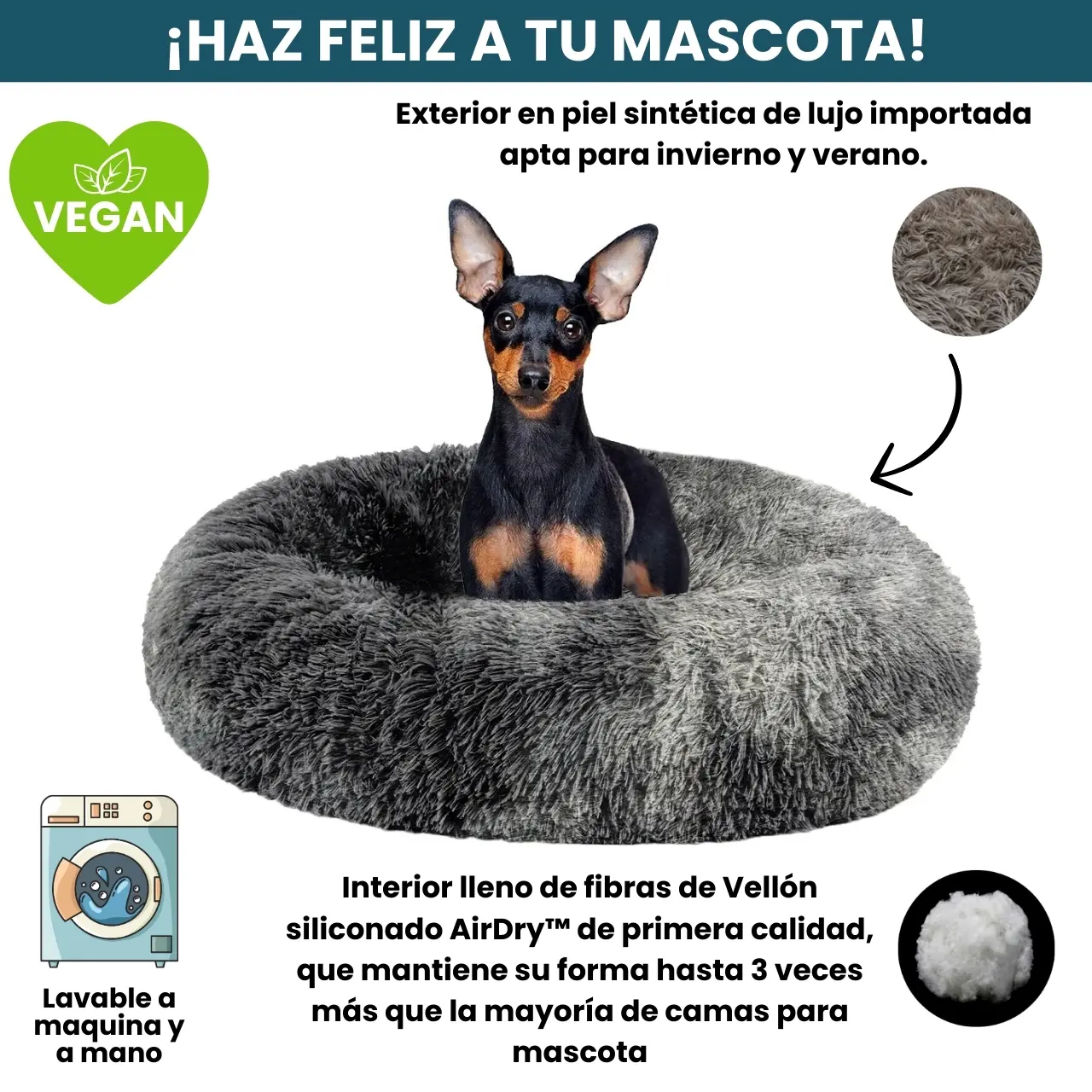 [Combo] Cama PREMIUM Antiestrés Para Perros Mascotikos™ + Manta Anti-Estrés + Almohadita De Regalo 🎁