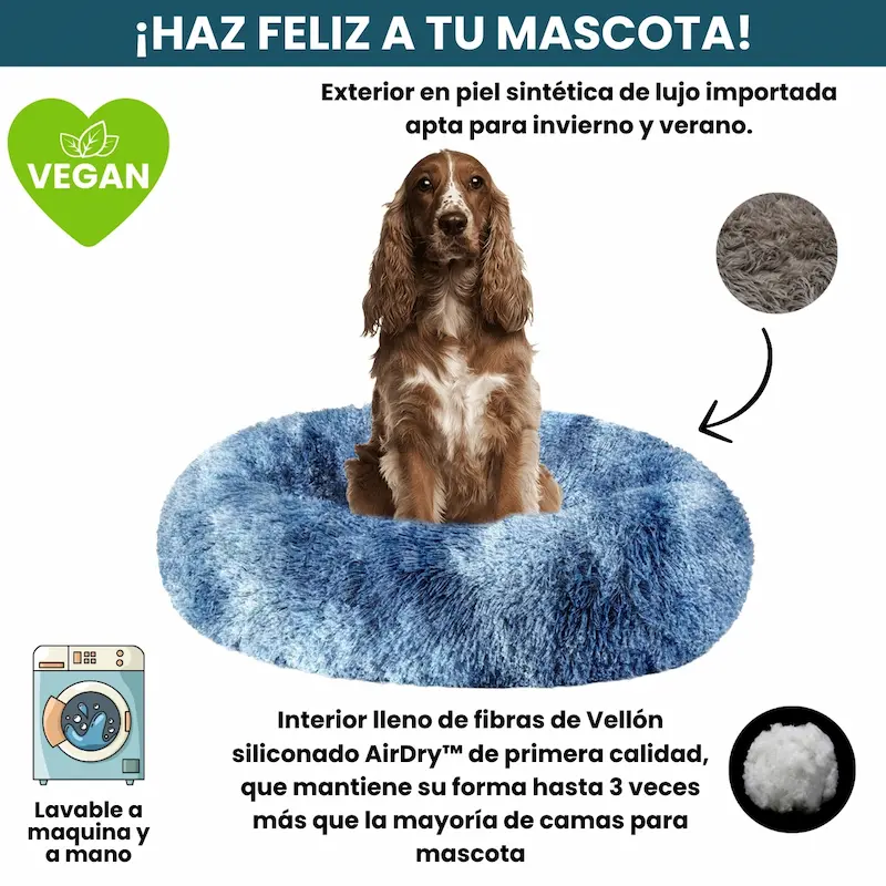 [Combo] Cama PREMIUM Antiestrés Para Perros Mascotikos™ + Manta Anti-Estrés + Almohadita De Regalo 🎁