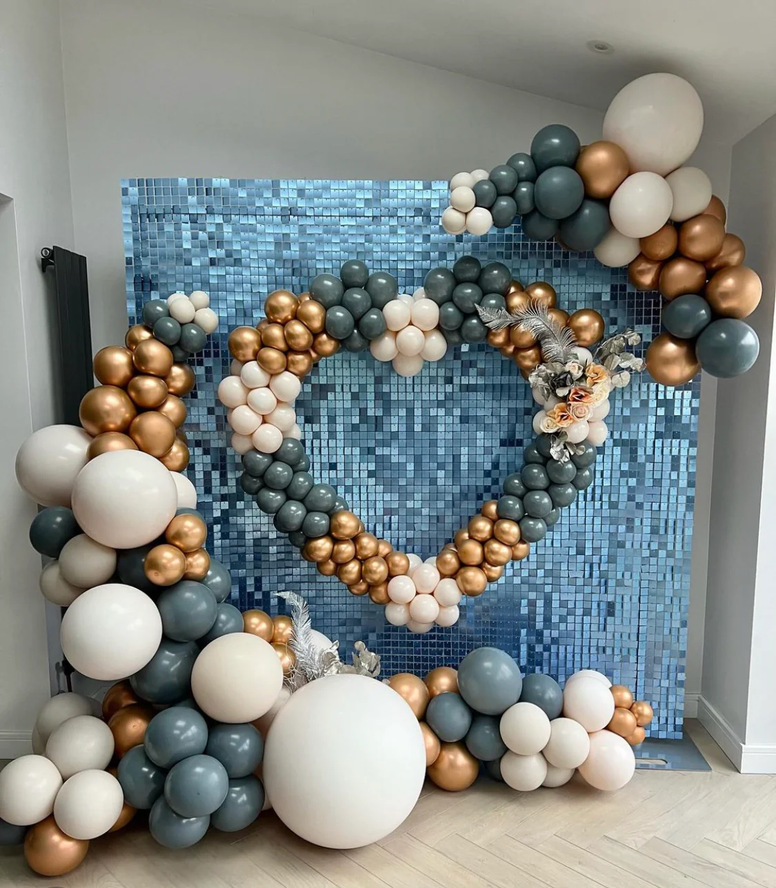 Baby blue matte sequin wall