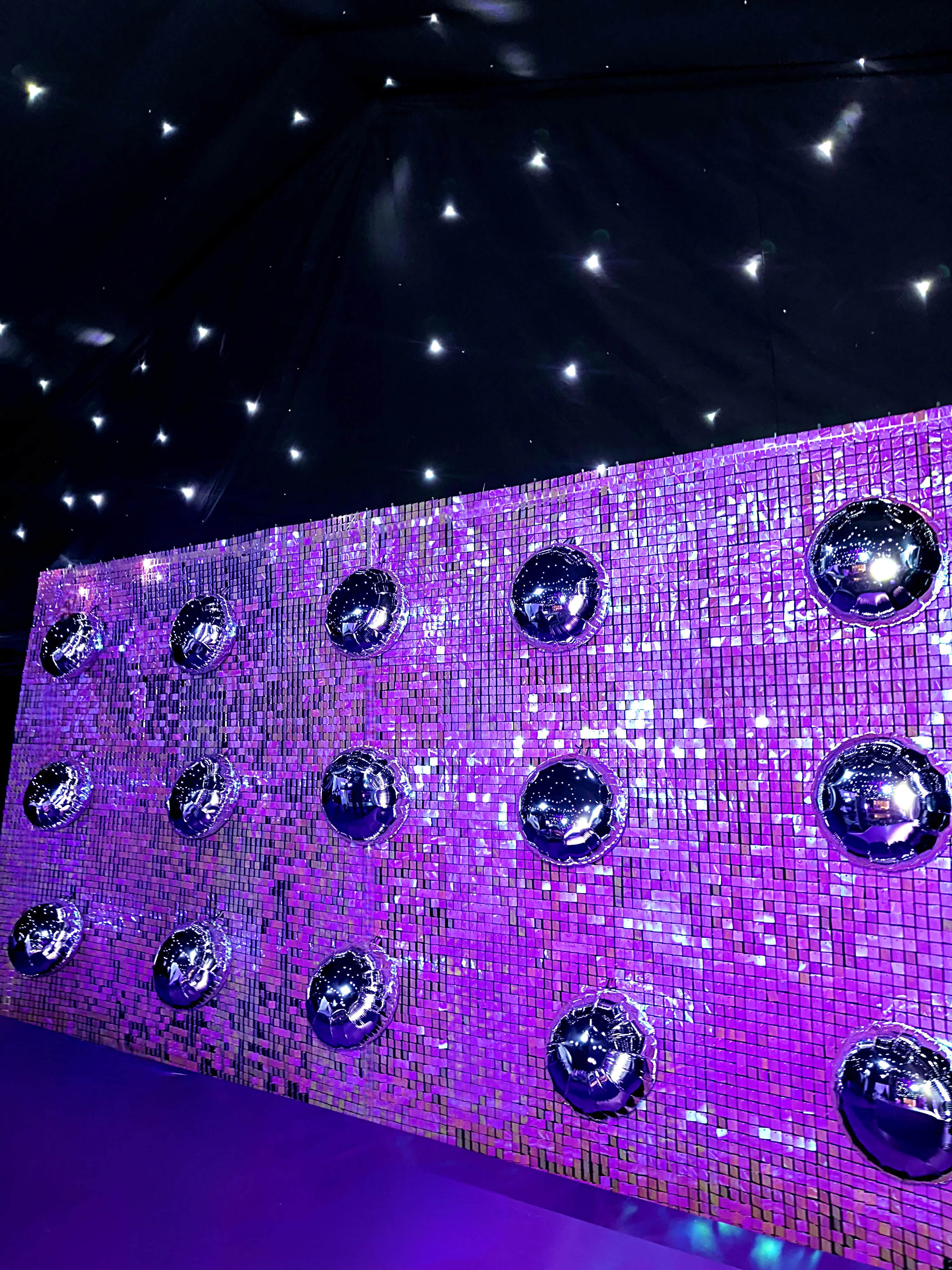 Lavender iridescent sequin wall