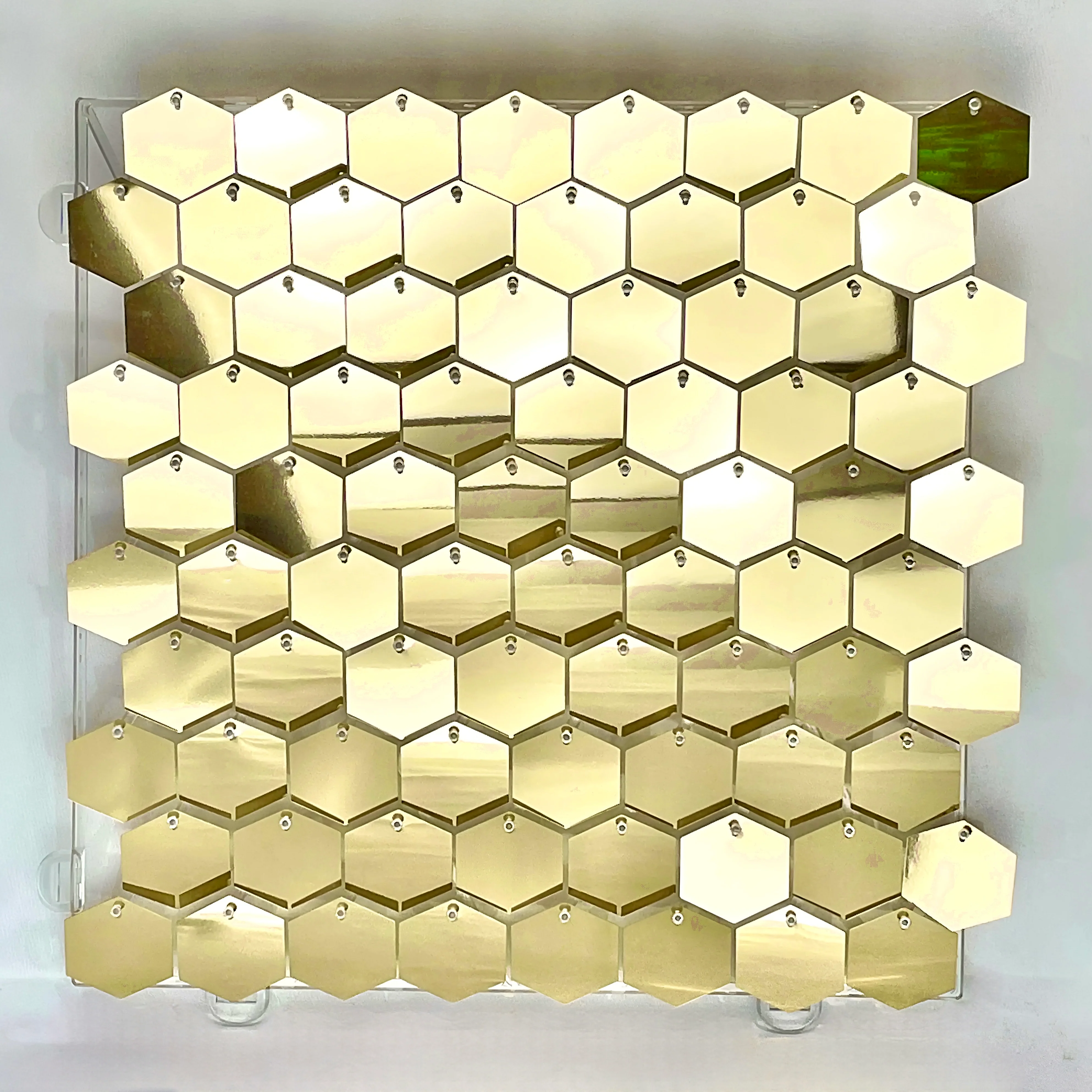 New gold mirror hexagonal sequin wall