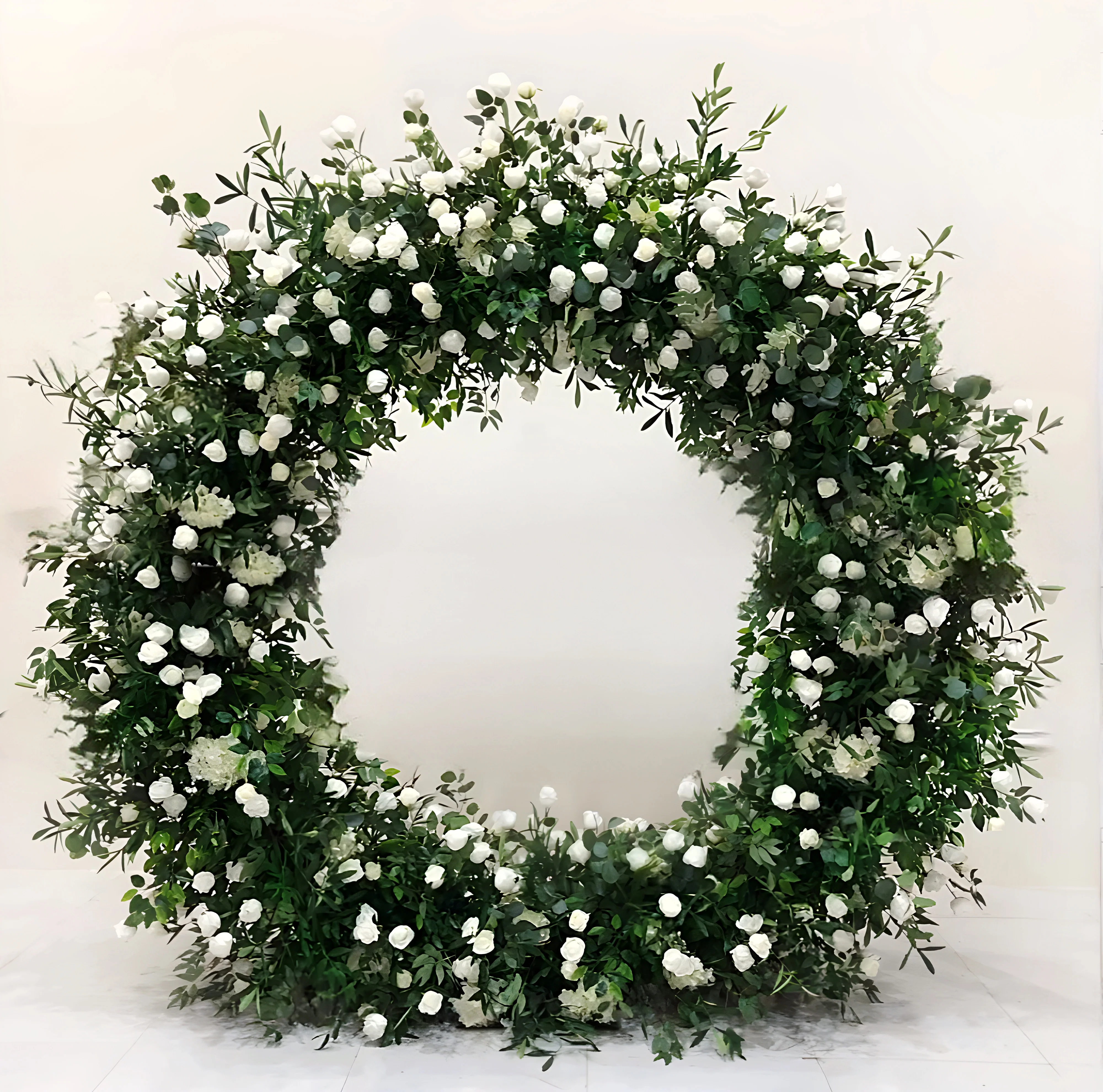 Foliage & White rose floral arch moongate freestanding