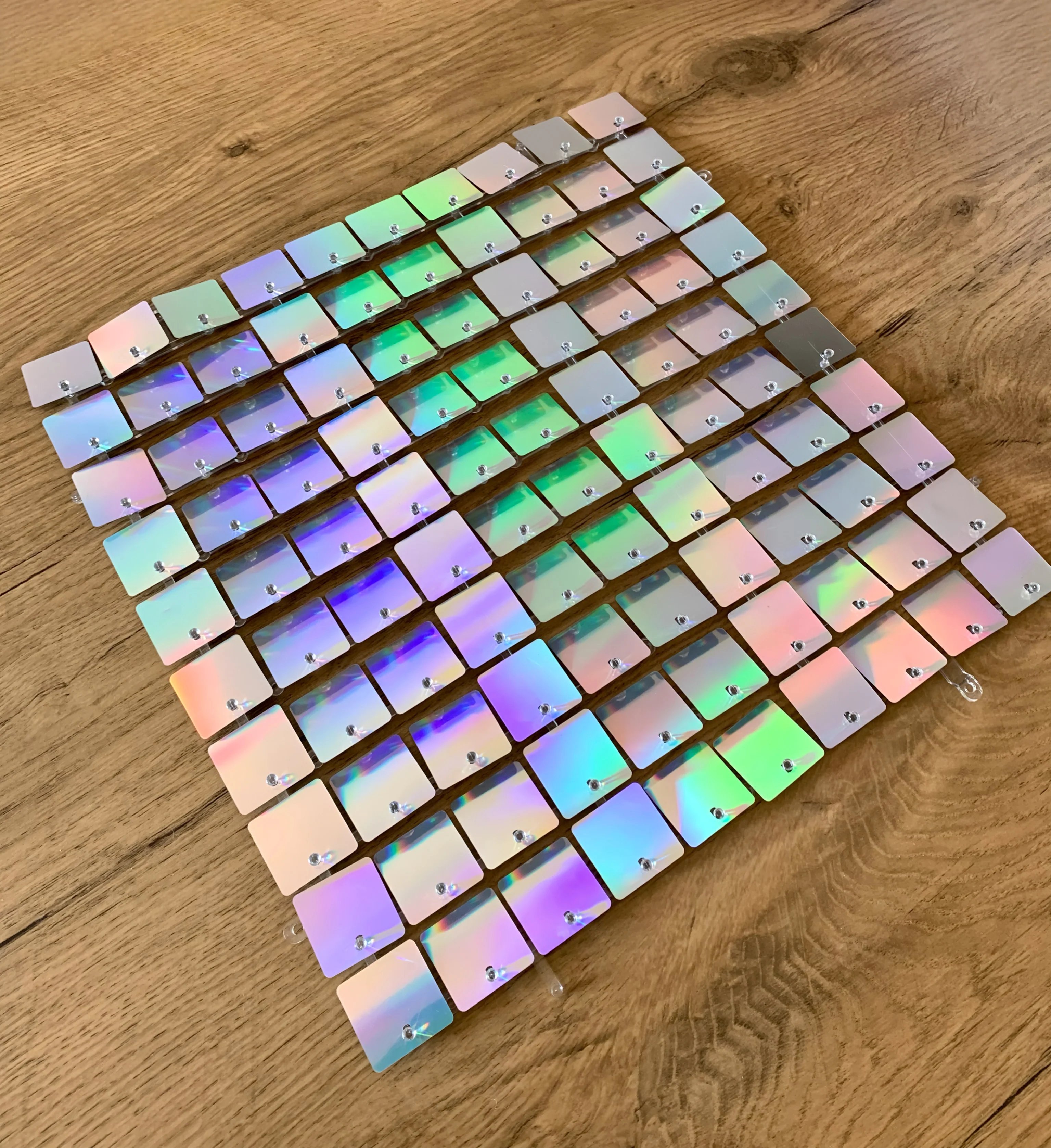 Rainbow iridescent sequin wall