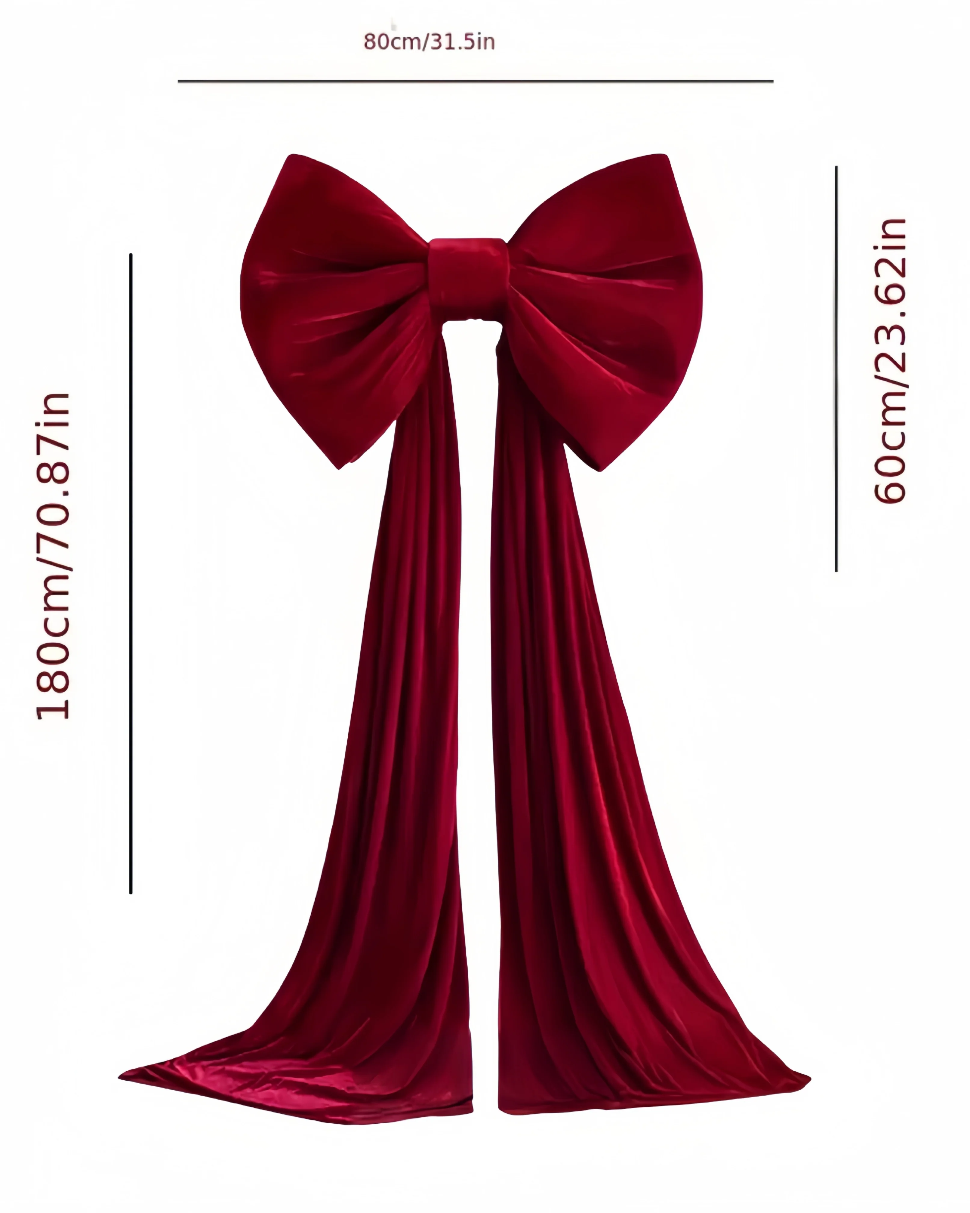 Velvet big bow wine red 180cm x 80cm x 60cm