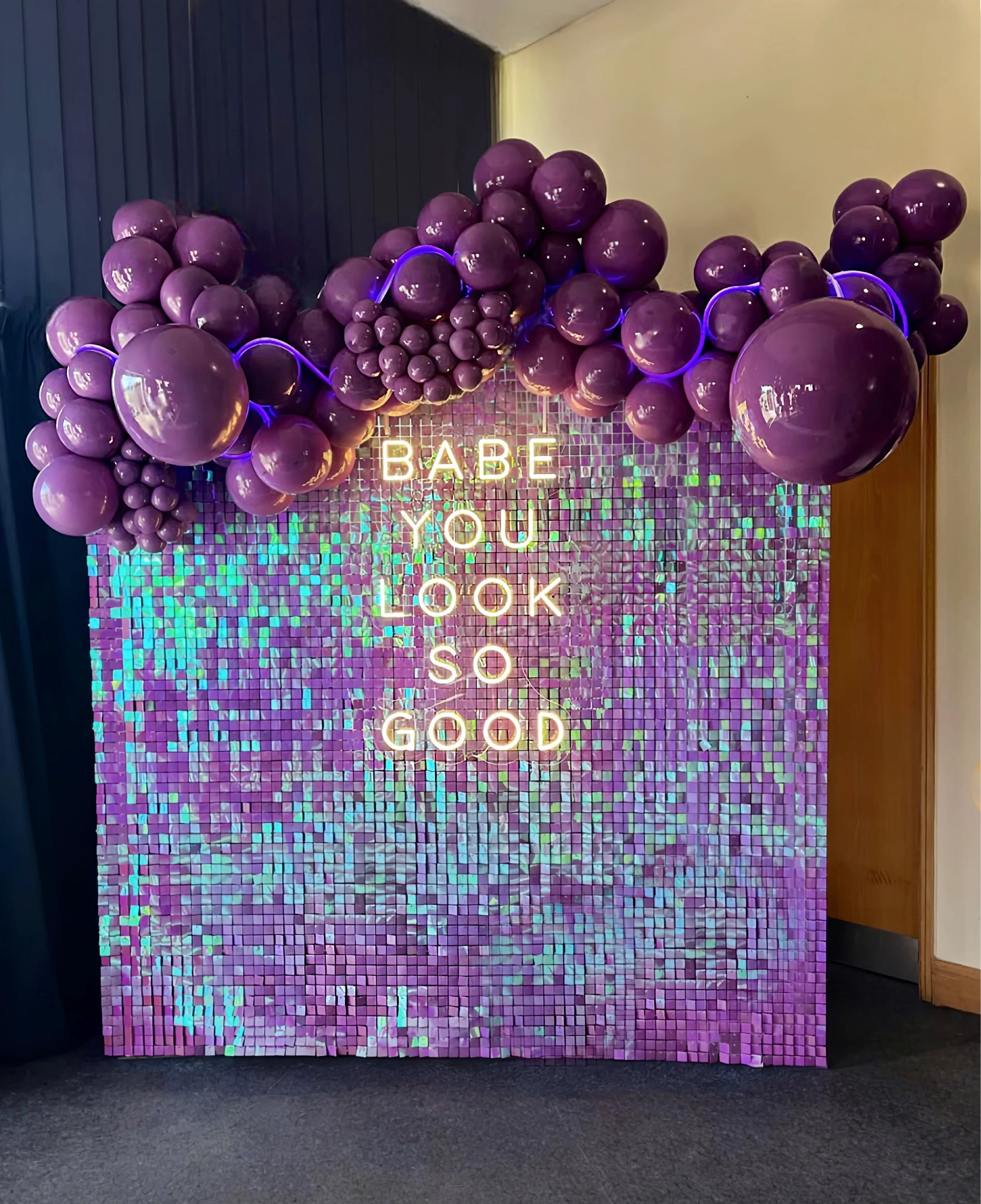 Lavender iridescent sequin wall