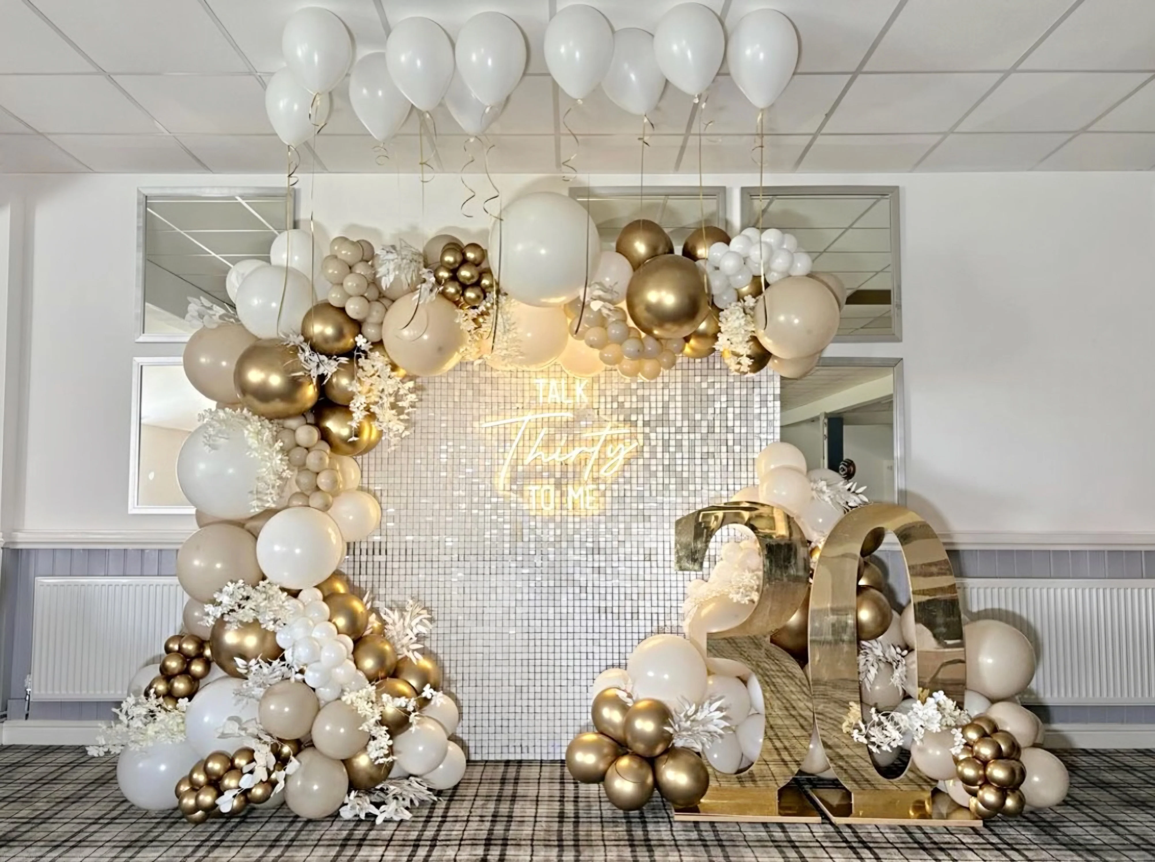 White mirror sequin wall