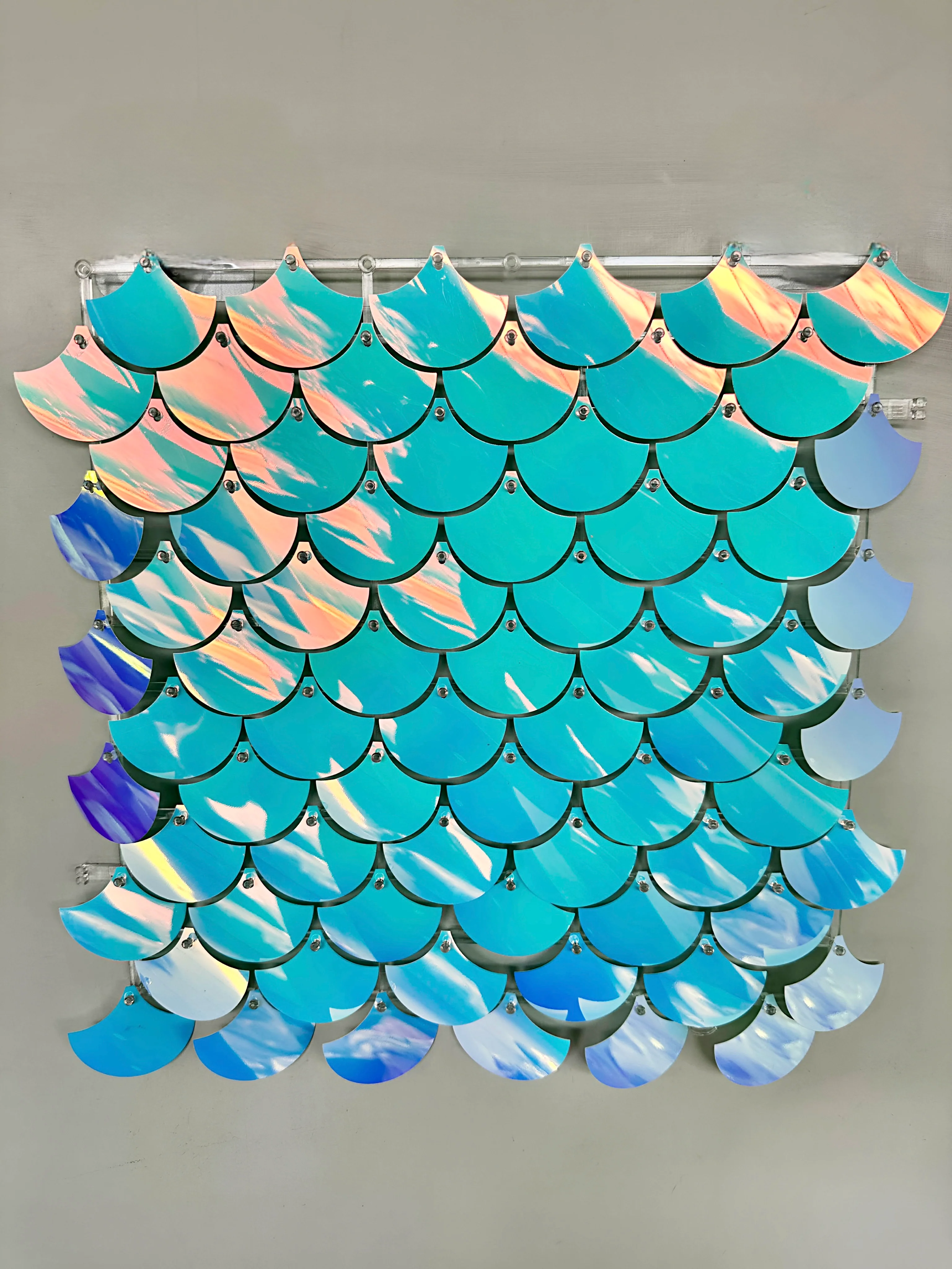 New “Frozen” iridescent scales sequin wall