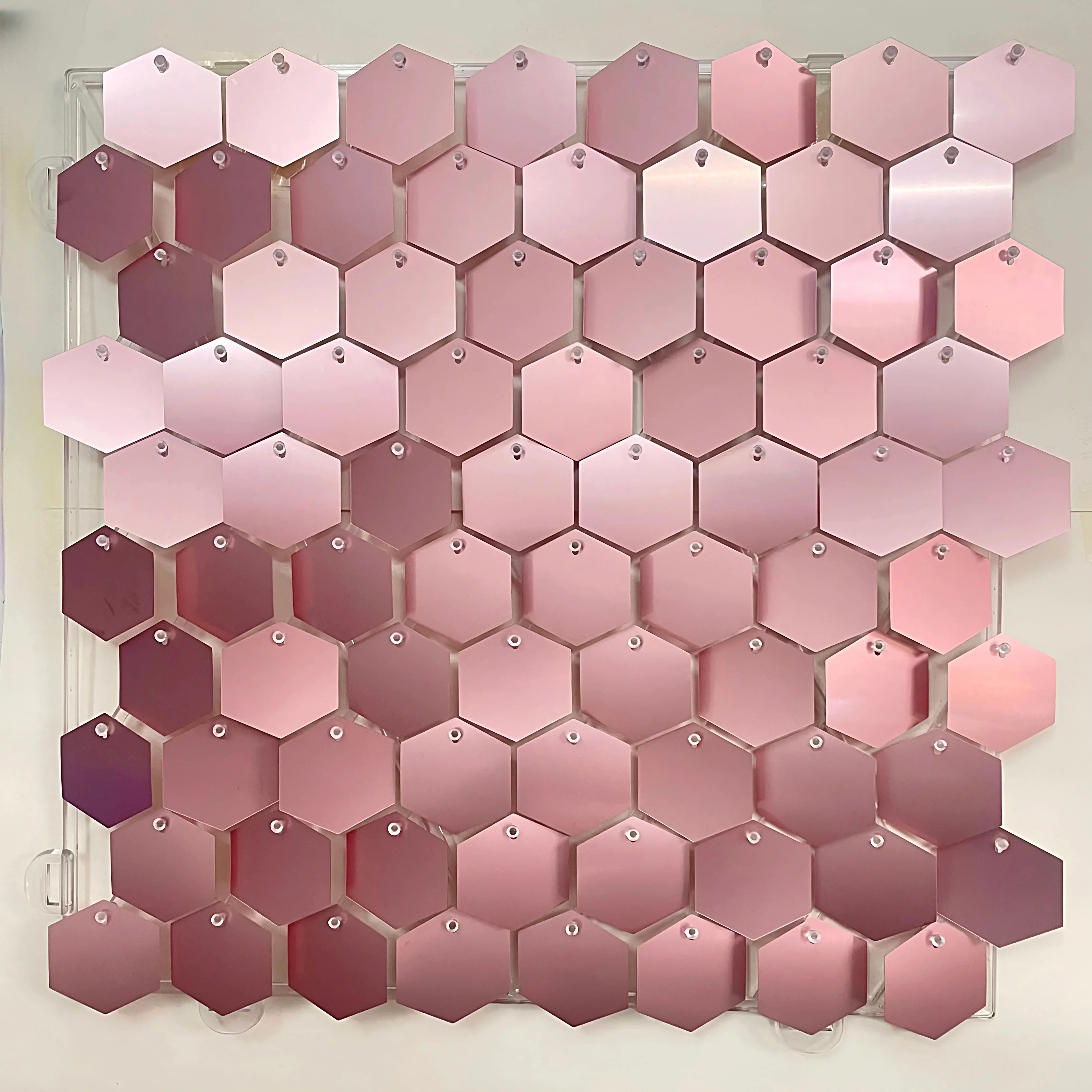 New baby pink hexagonal sequin wall