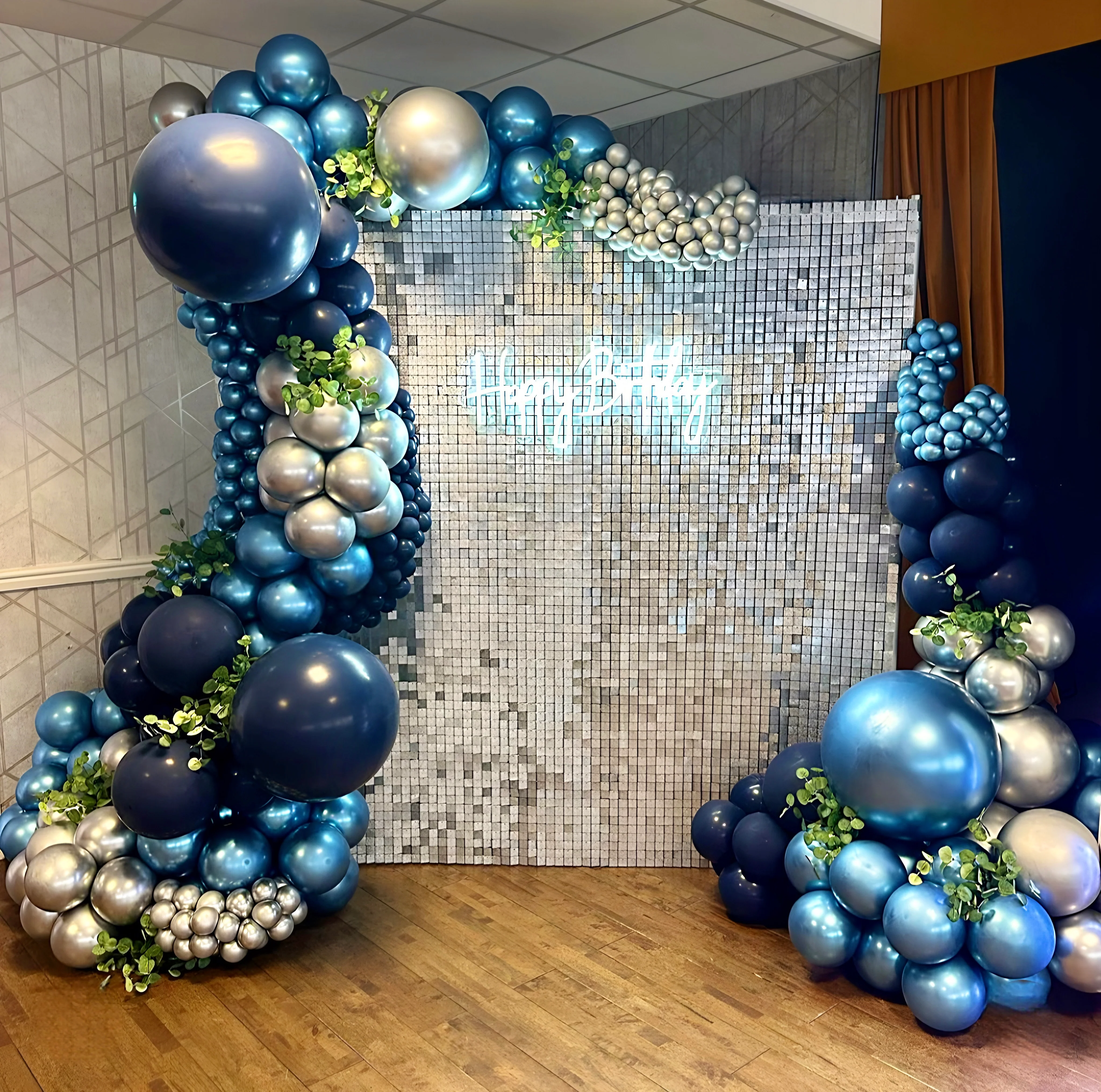 NEW glitter silver sequin wall