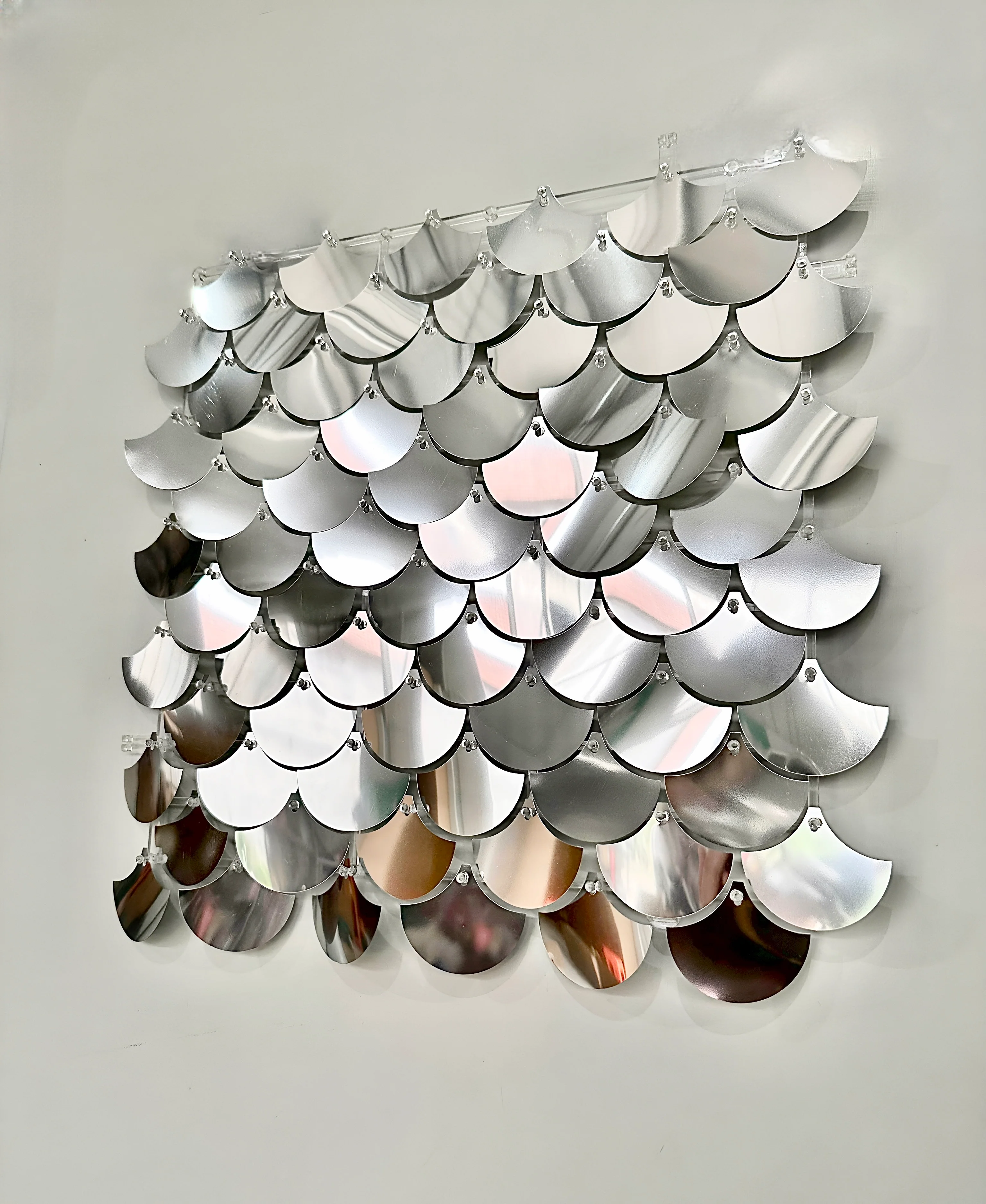 New silver mirror scales sequin wall