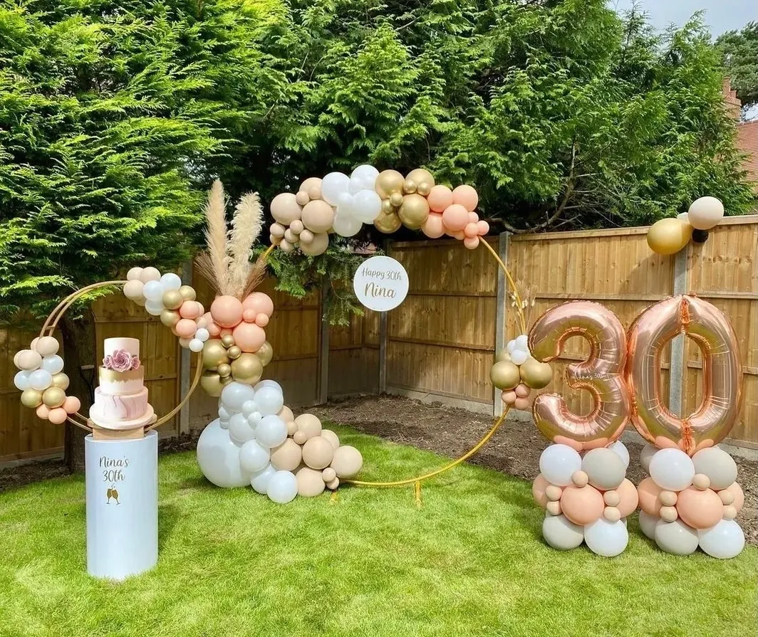 Gold iron moongate hoop frame