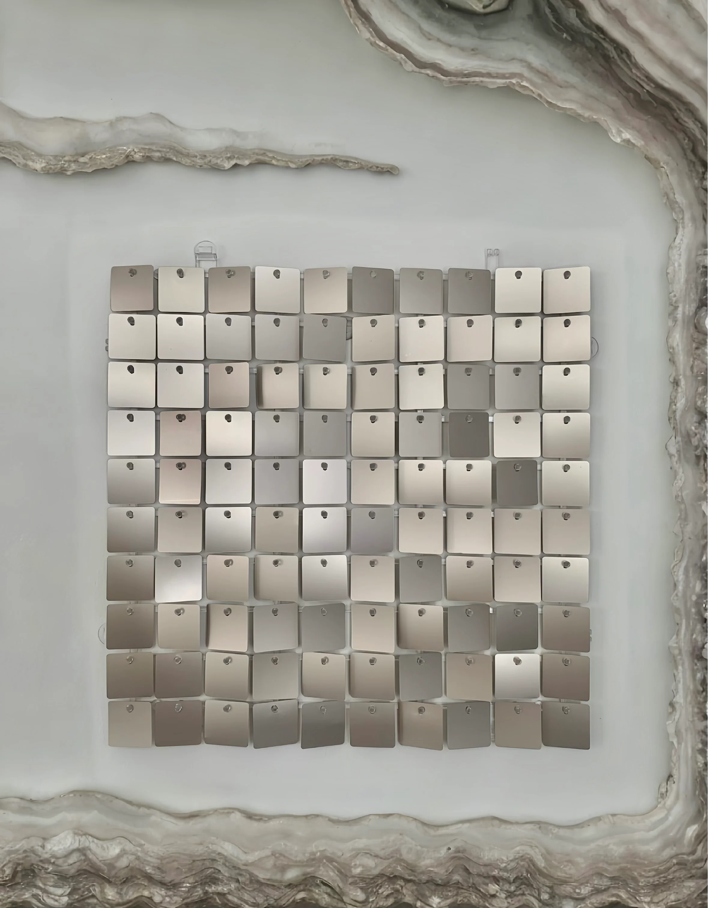 NEW oyster white sequin wall