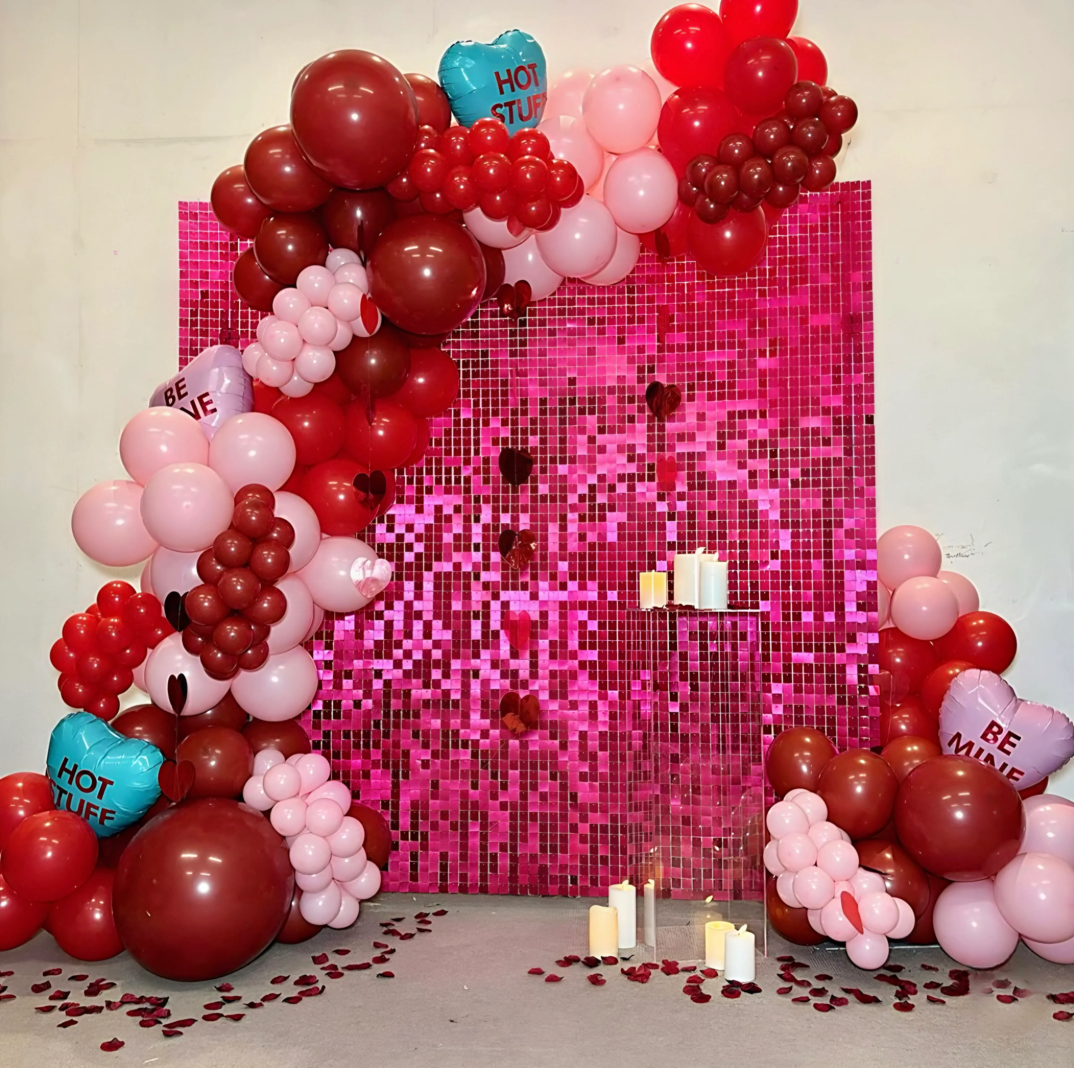 “Raspberry” pink sequin wall