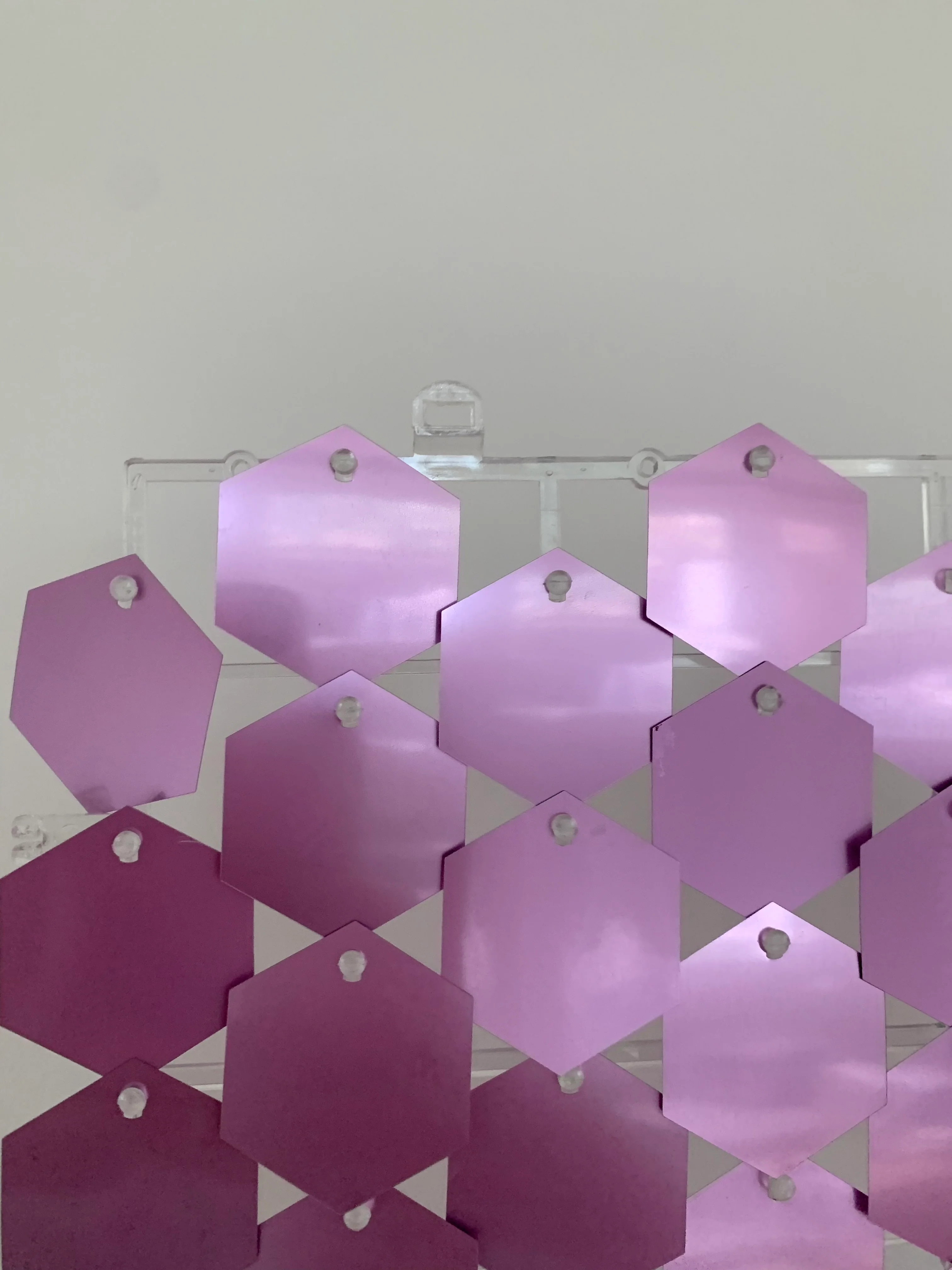 Mirrored lavender hexagonal sequin wall