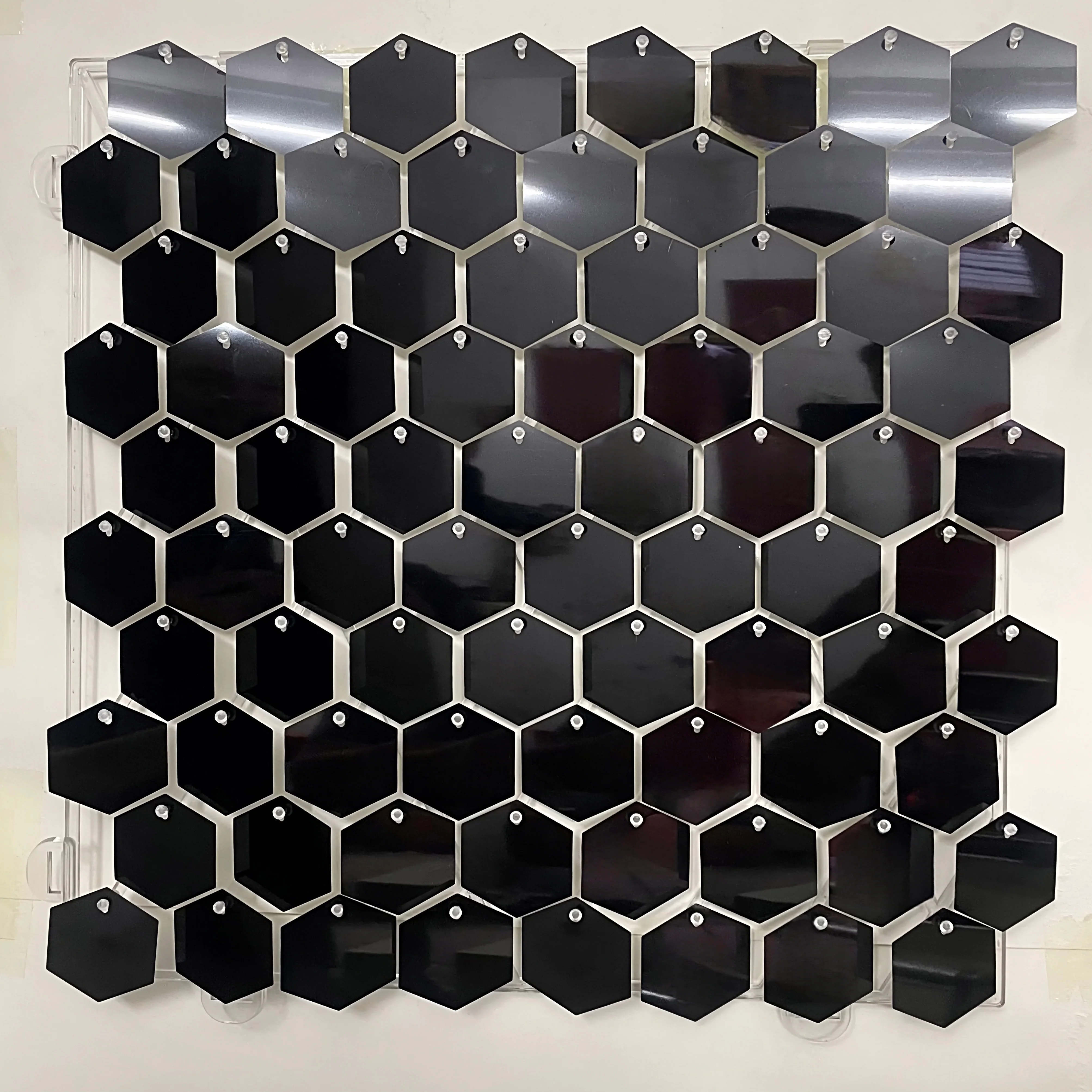 New black mirror hexagonal sequin wall