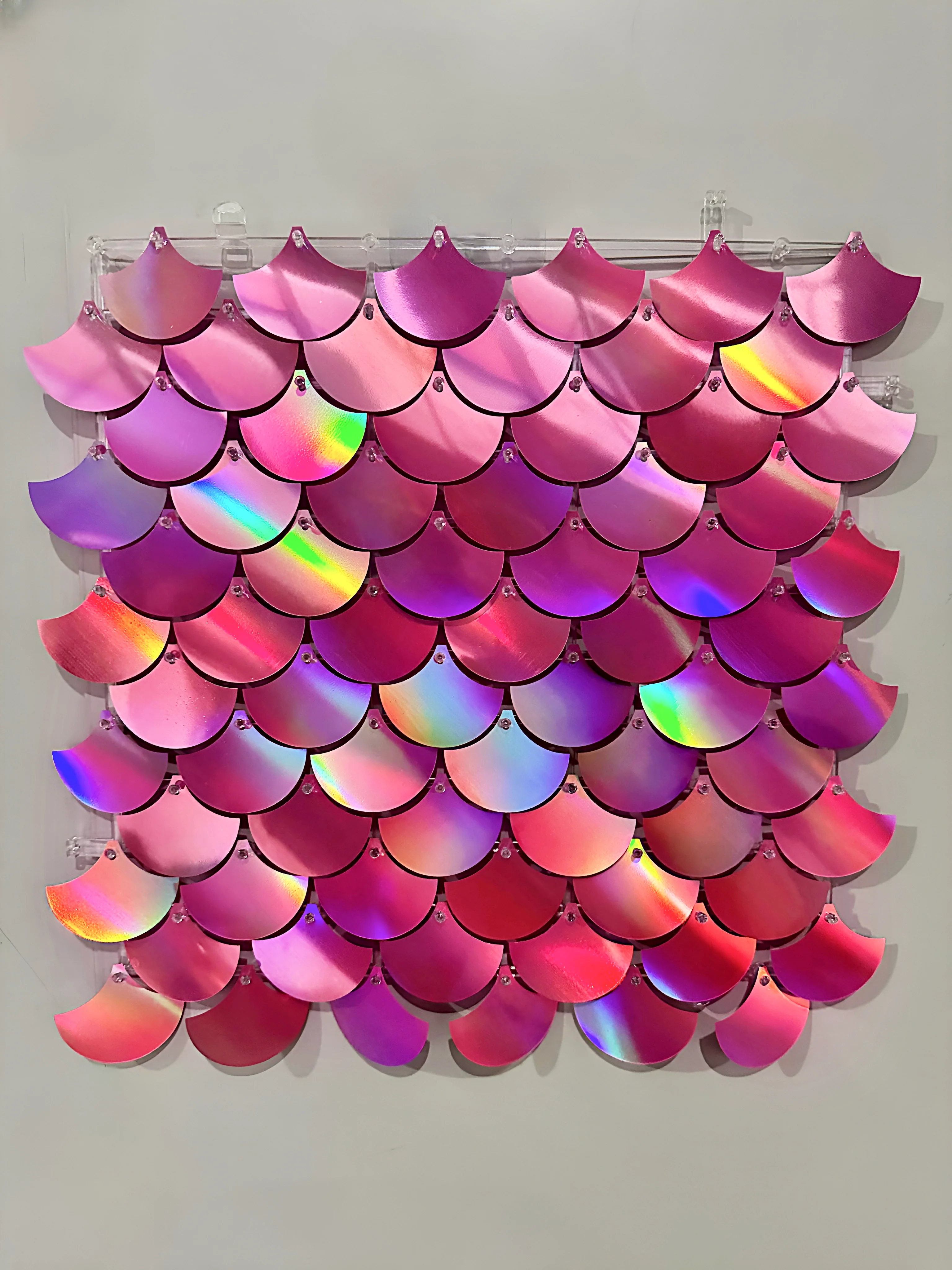 New pink iridescent scales sequin wall