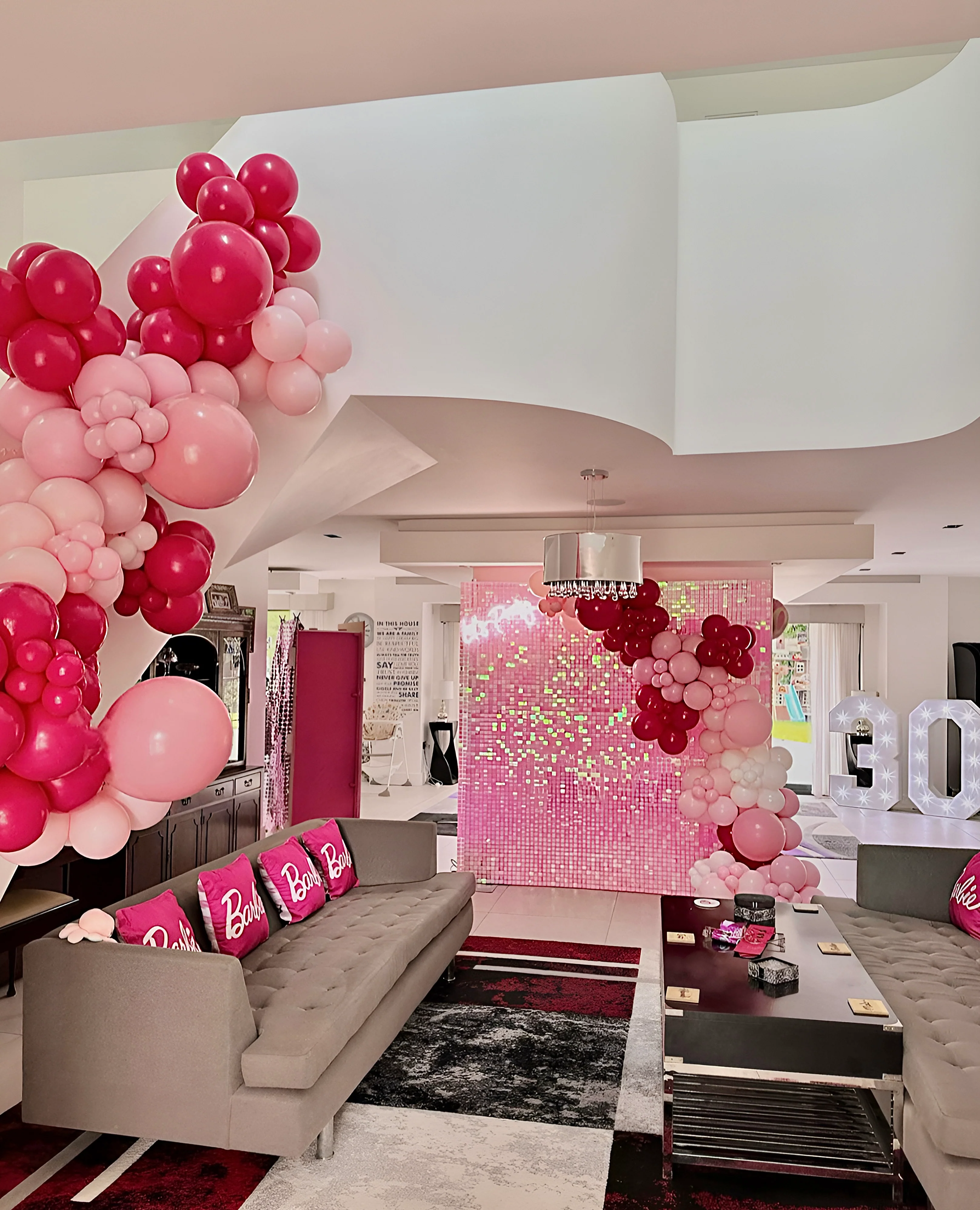 “Chameleon” iridescent pink & green sequin wall