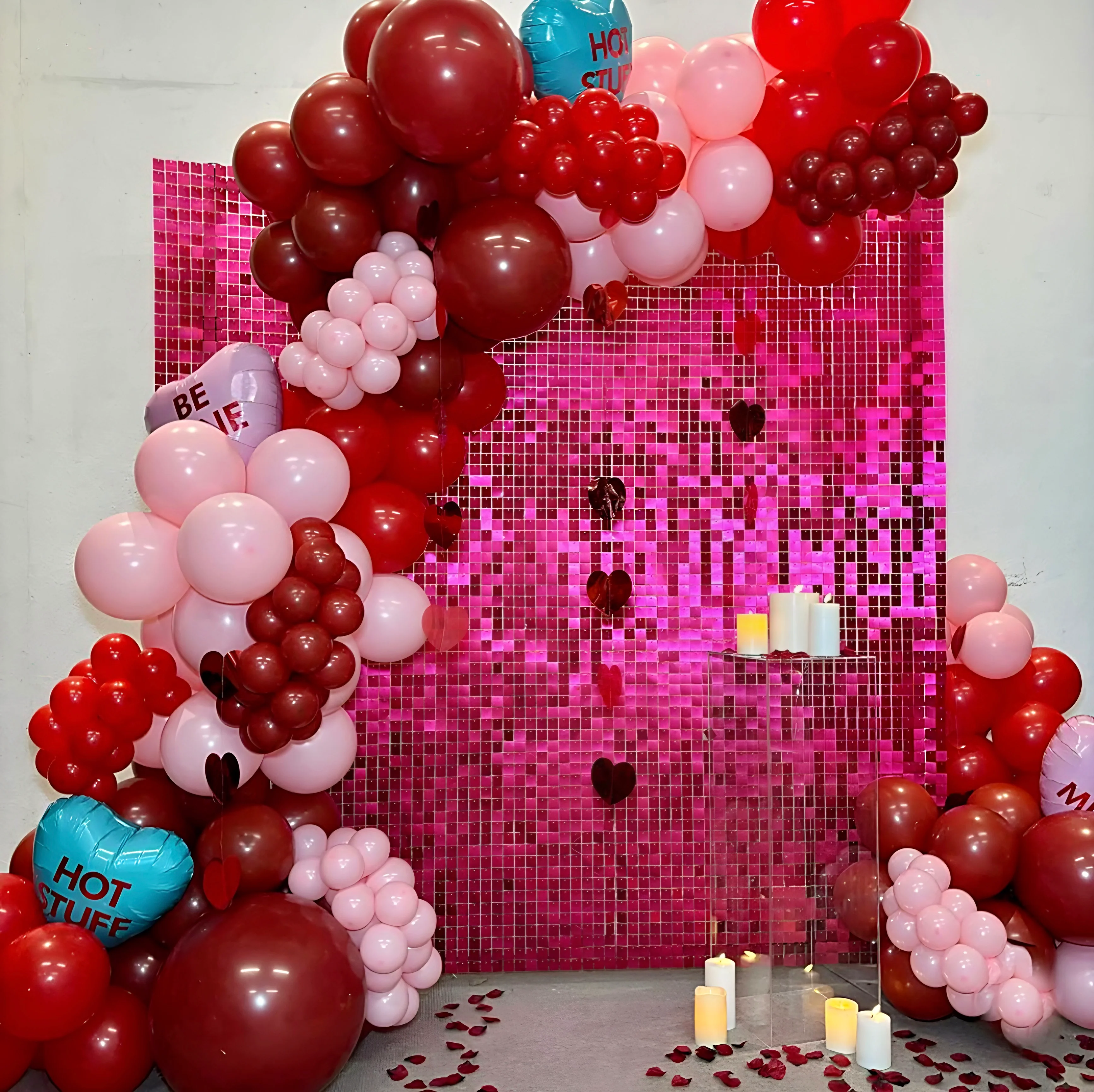 “Raspberry” pink sequin wall
