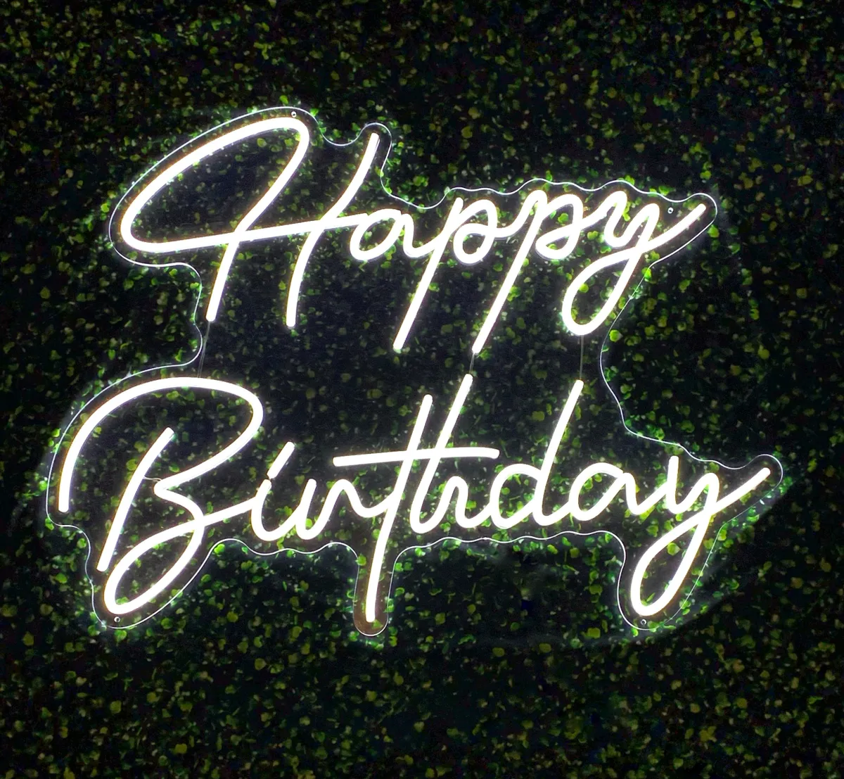 Happy Birthday (style 2) neon sign in cool white