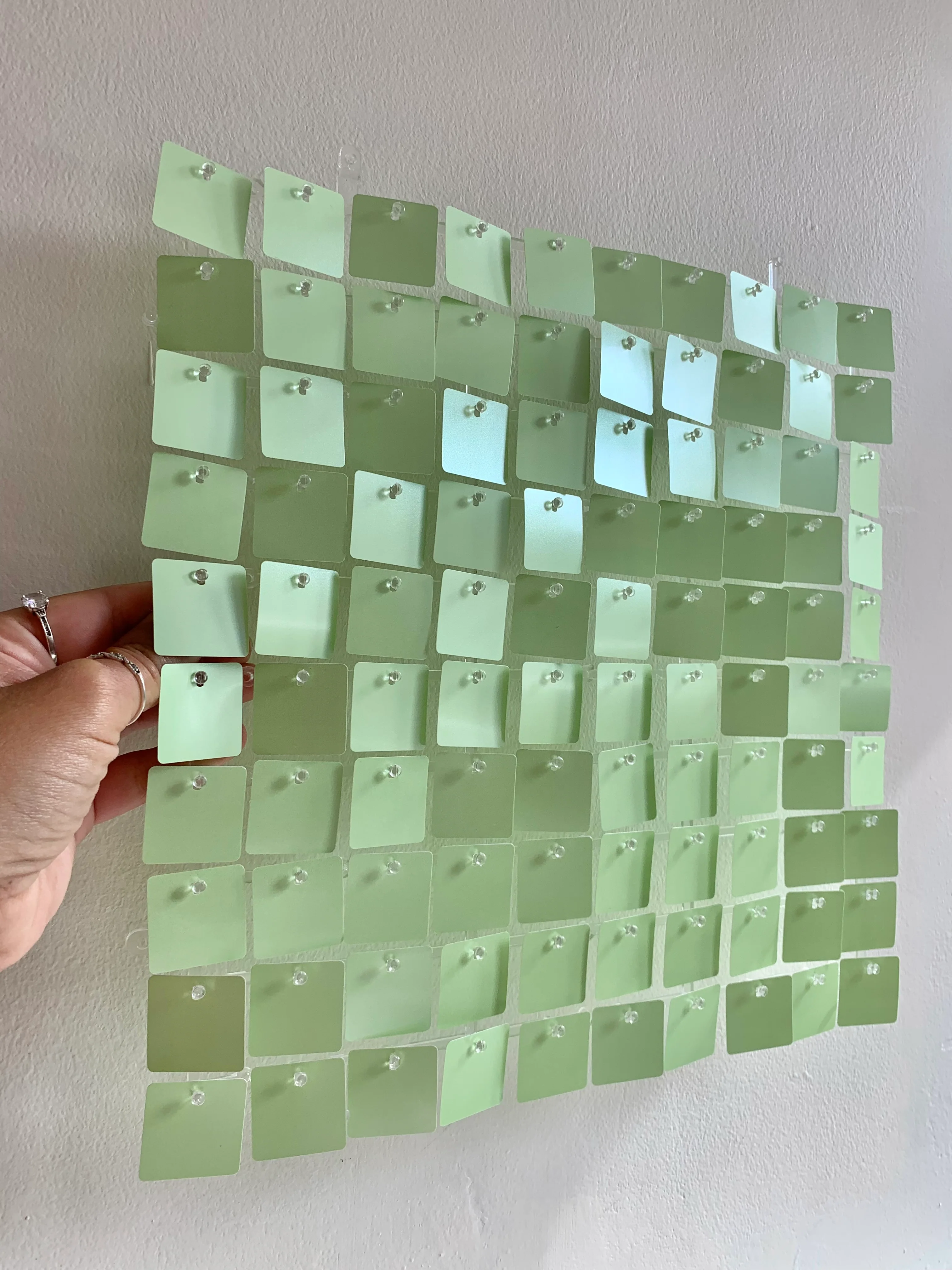 NEW Pearlescent pastel green sequin wall