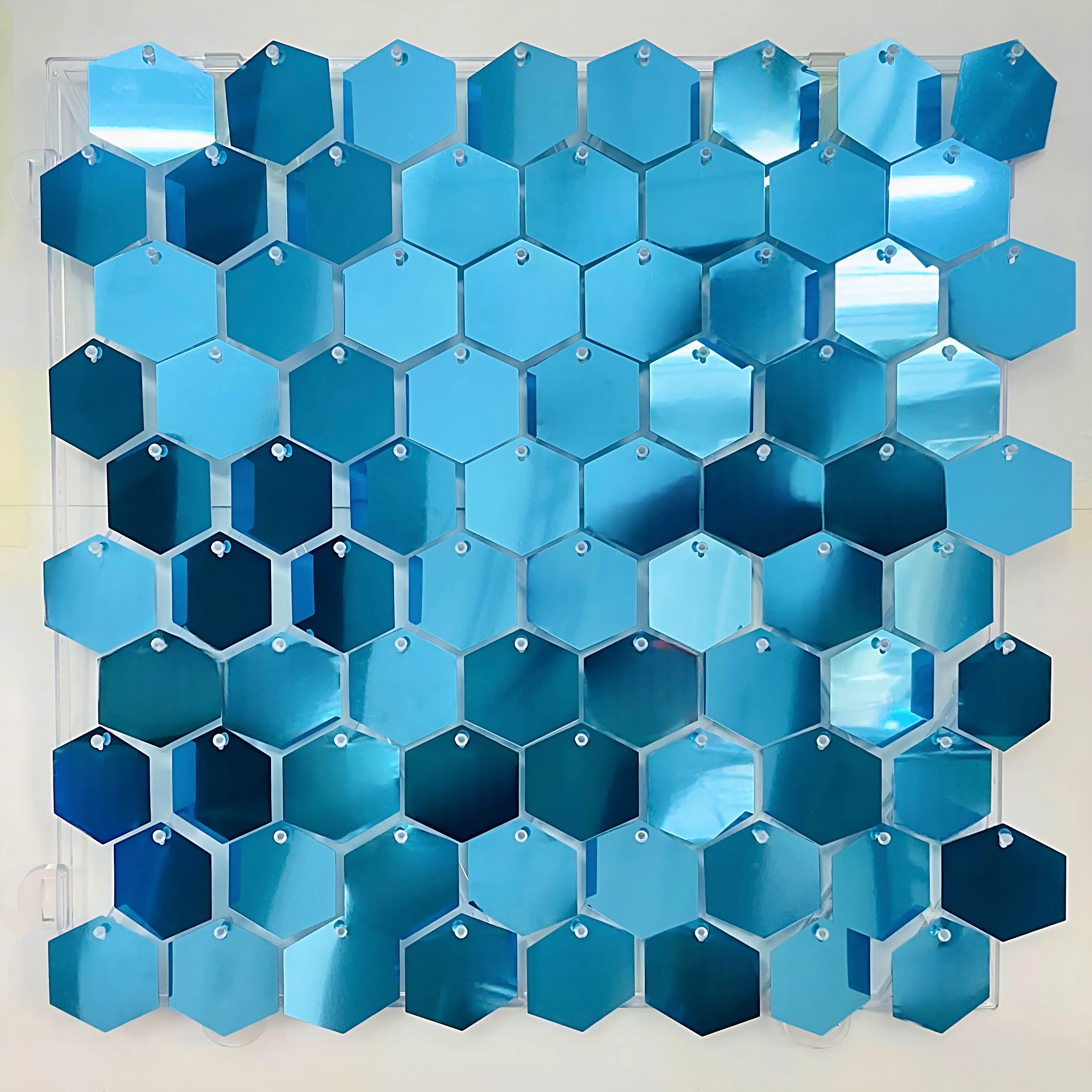 New blue mirror hexagonal sequin wall
