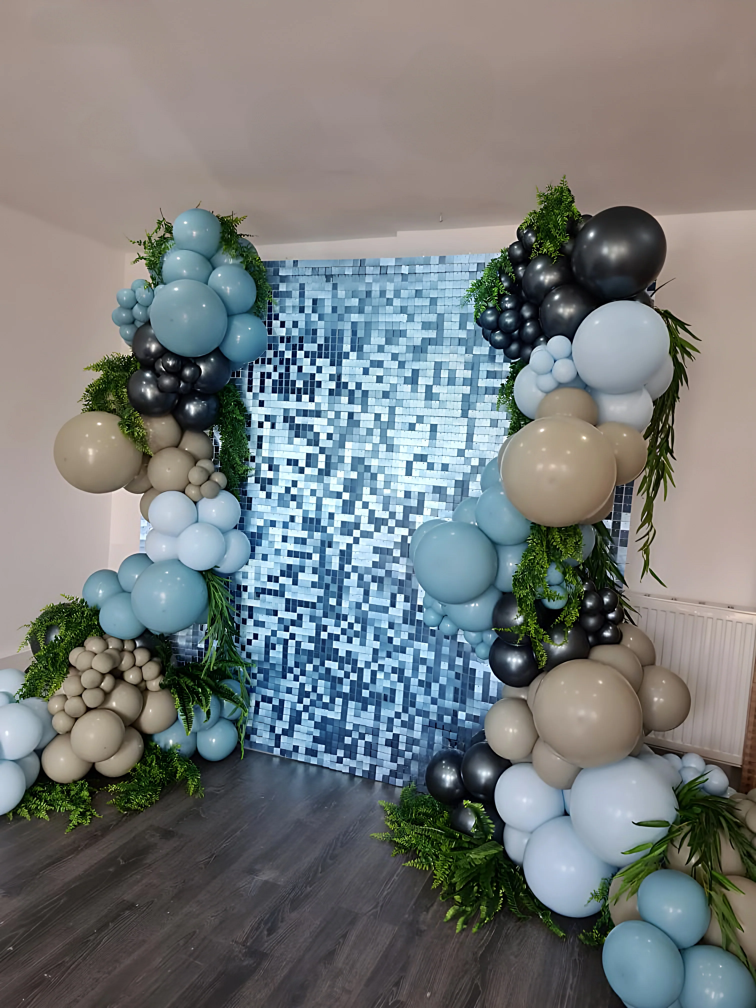 Baby blue matte sequin wall