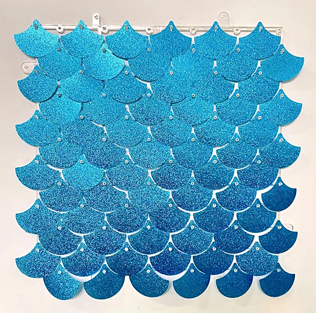 New blue glitter scales sequin wall