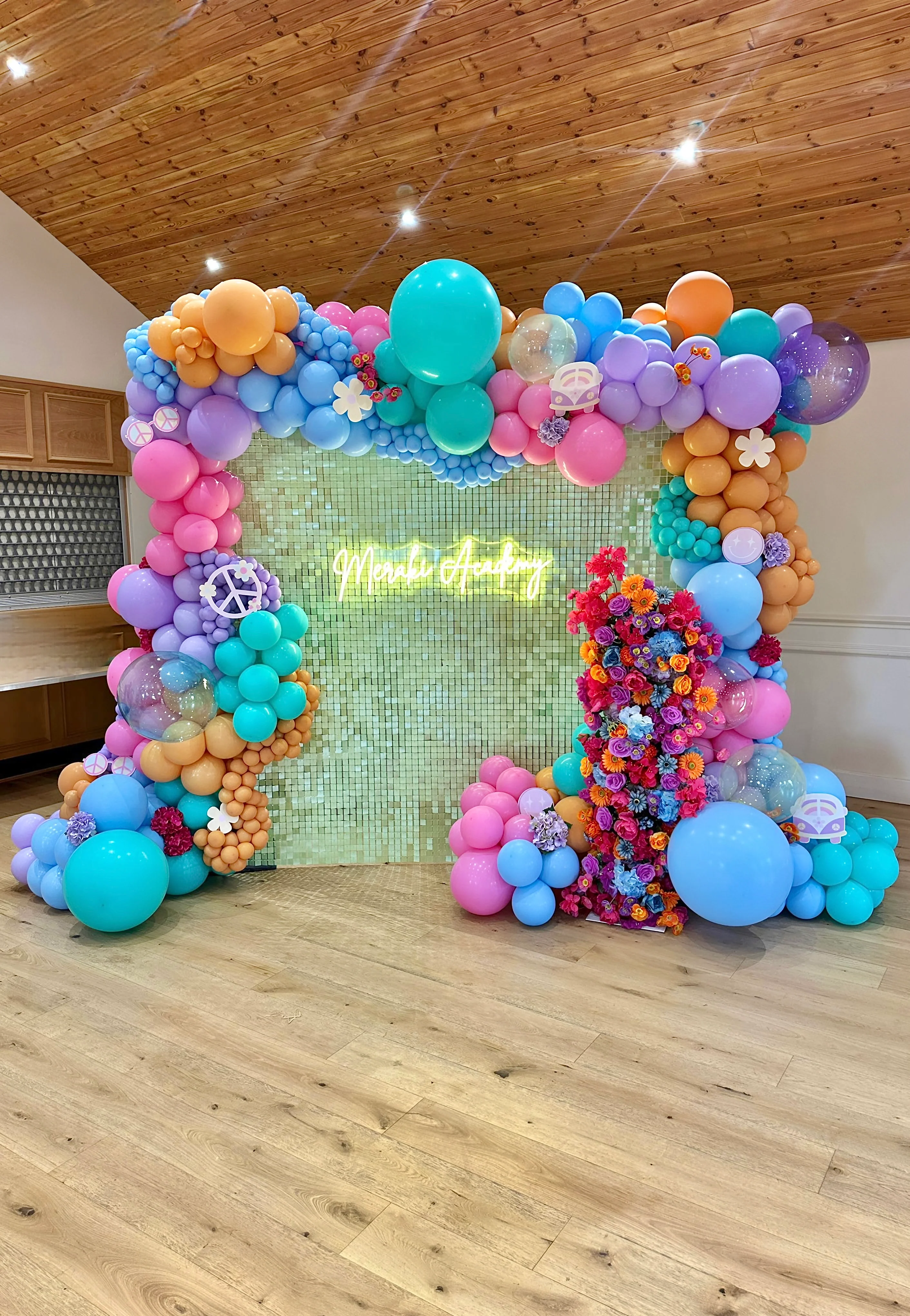 NEW Pearlescent pastel green sequin wall