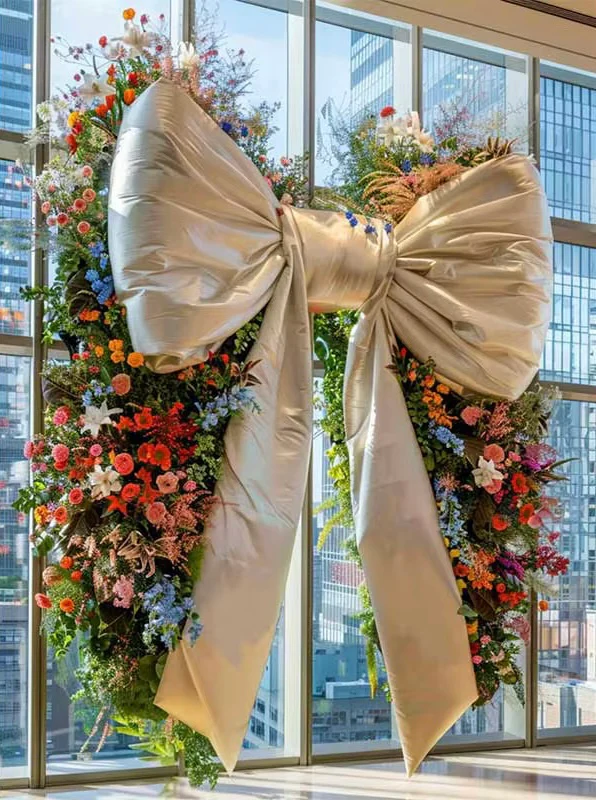 Premium champagne satin giant bow