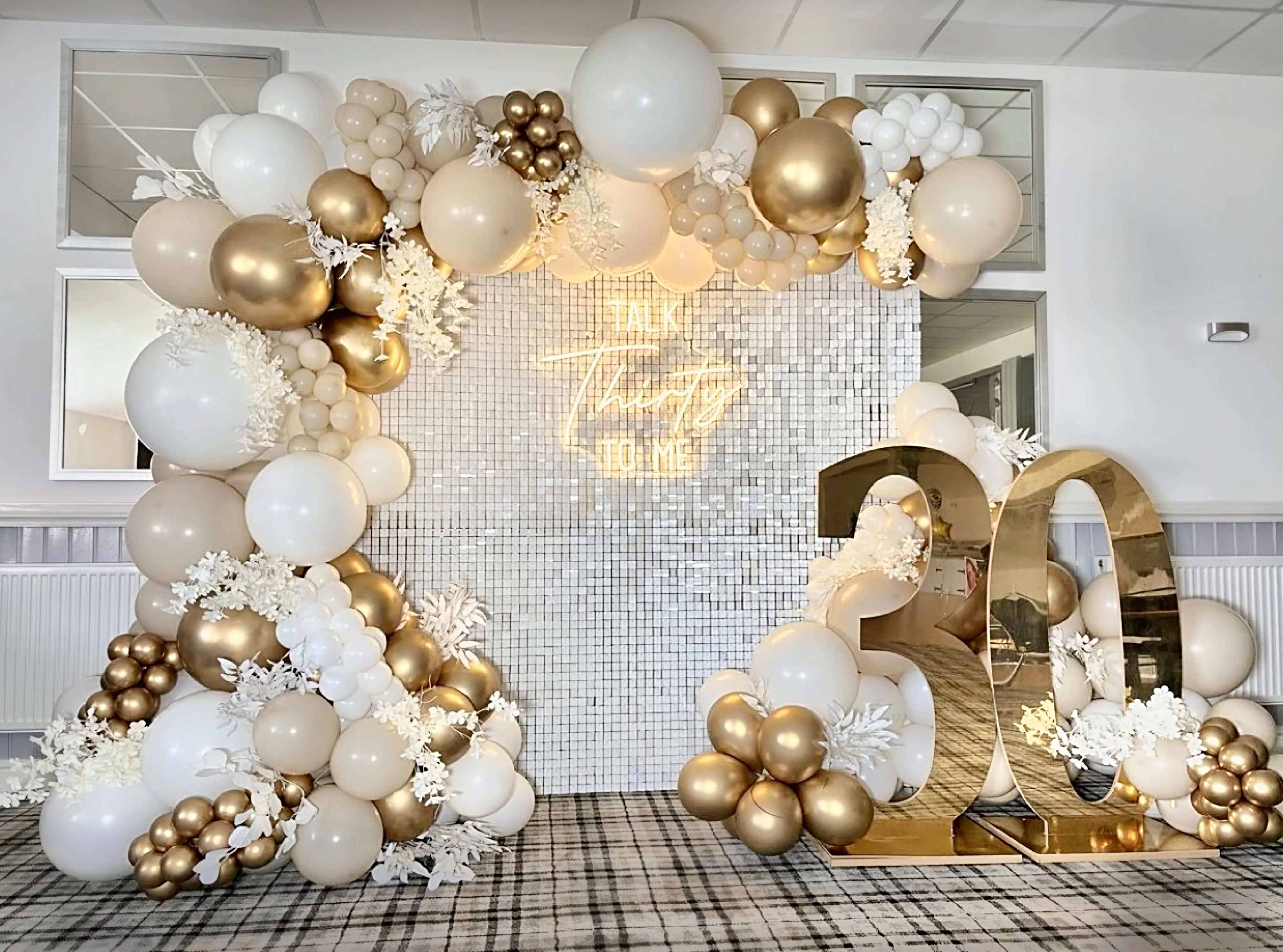 White mirror sequin wall