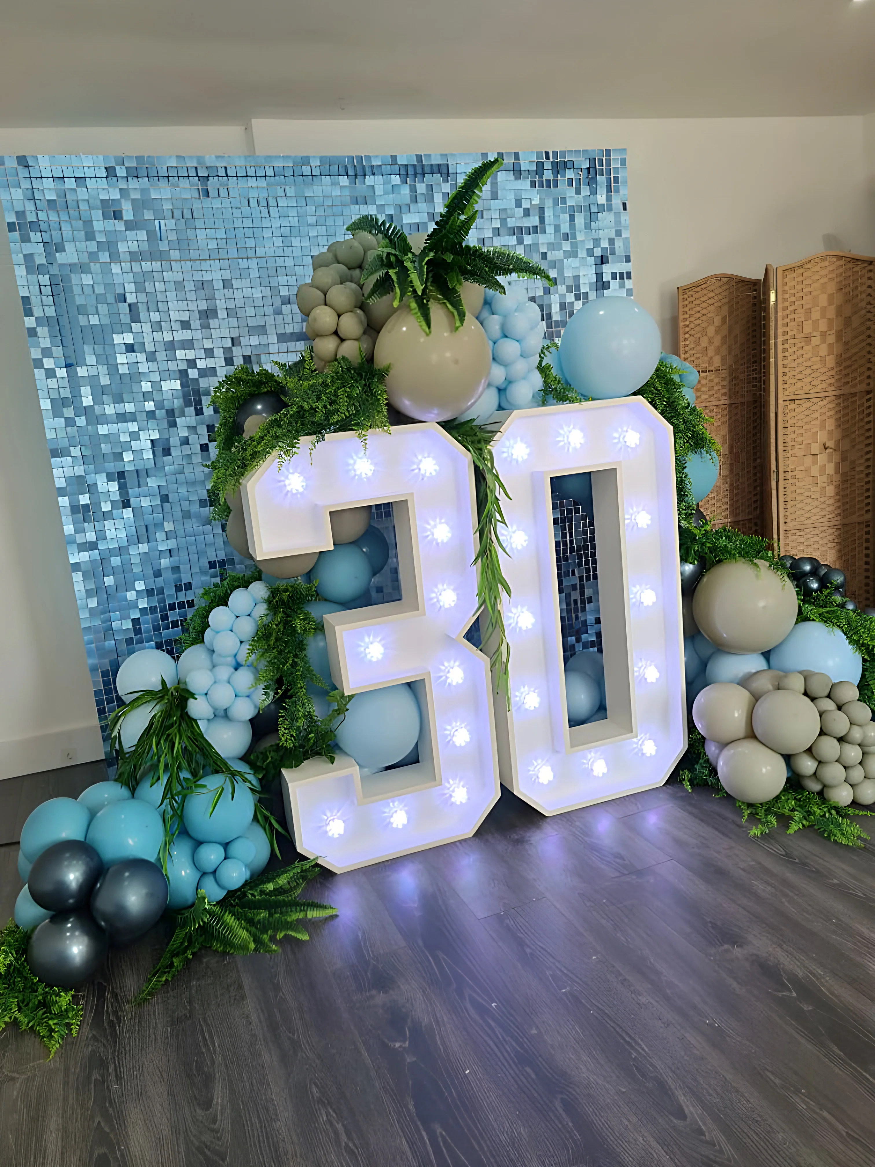 Baby blue matte sequin wall