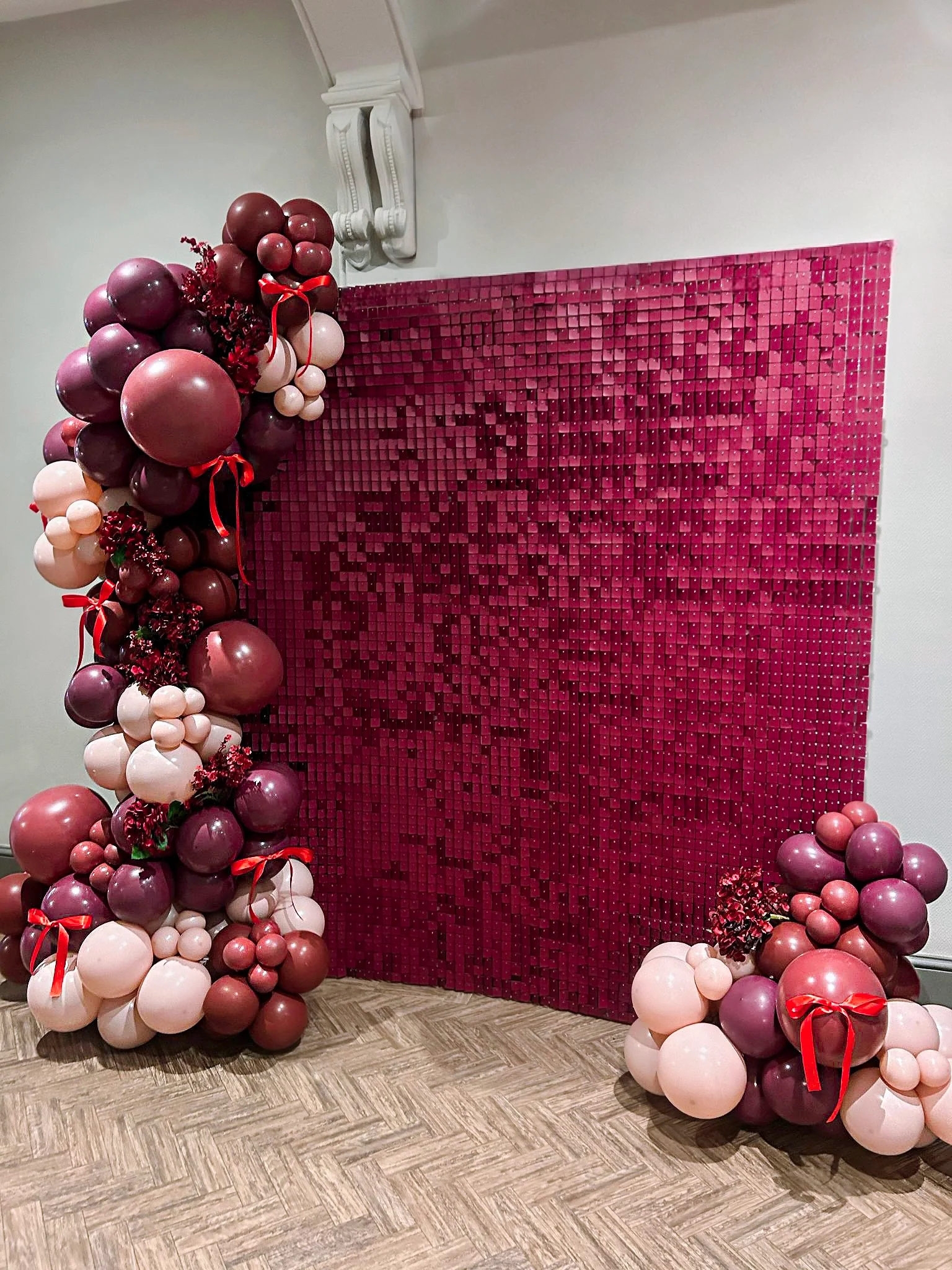 NEW Premium Burgundy sequin wall