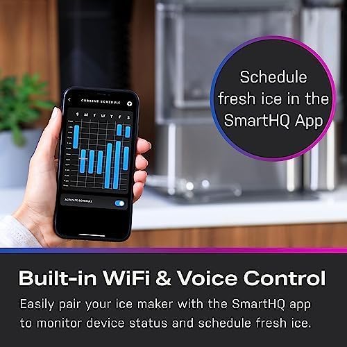 GE Profile Opal 2.0 XL s 1galónovou nádrží, žvýkací křupavý výrobník ledu na kuchyňskou linku, odměrka součástí balení, 38 liber za 24 hodin, výrobník ledu na pelety s WiFi a chytrým připojením, nerezová ocel