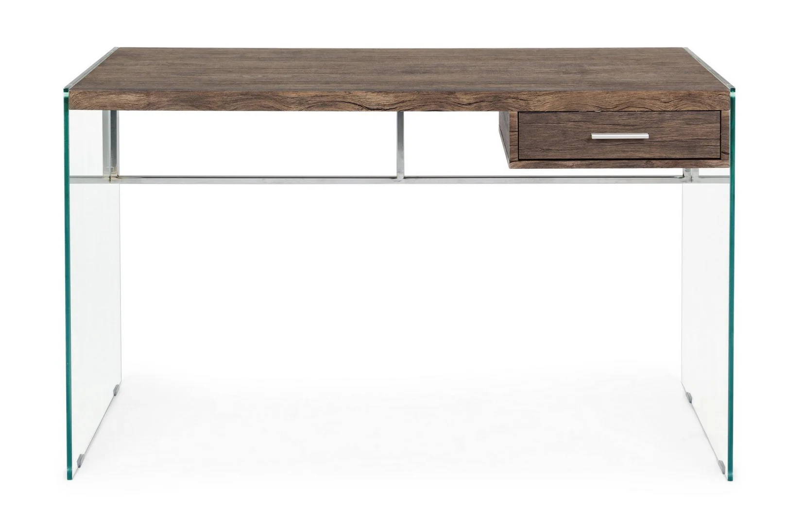 Moderní designový stůl se skleněnými nohami a dřevěnou deskou, 122x60x76 cm - různé barvy