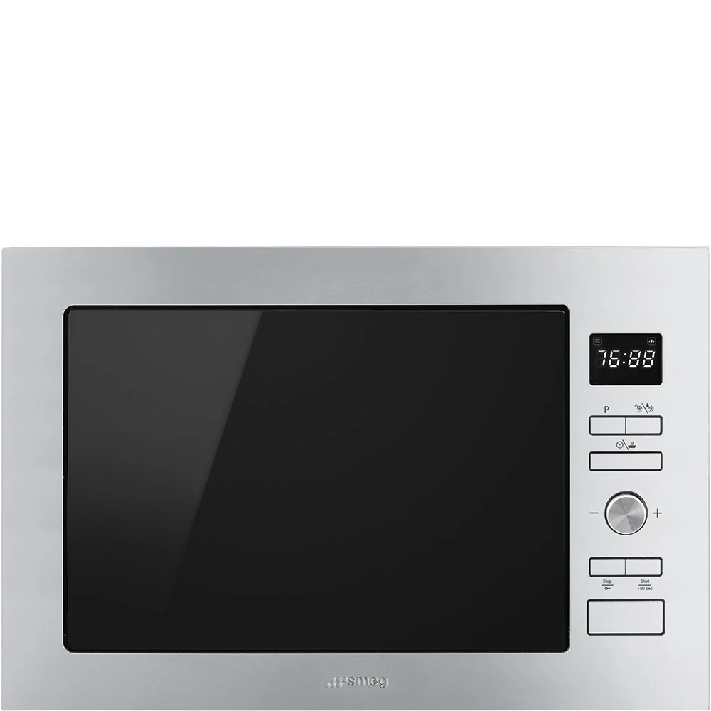 Smeg FMI425X Vestavná mikrovlnná trouba 1000 W 25 litrů (V 38,8 x Š 59,5 x H 37,7) Gril Quartz Grill nerezová ocel