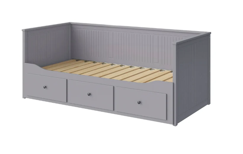 IKEA HEMNES Denní postel se 3 zásuvkami – Šedá, 80 x 200 cm, Úspora místa a všestrannost