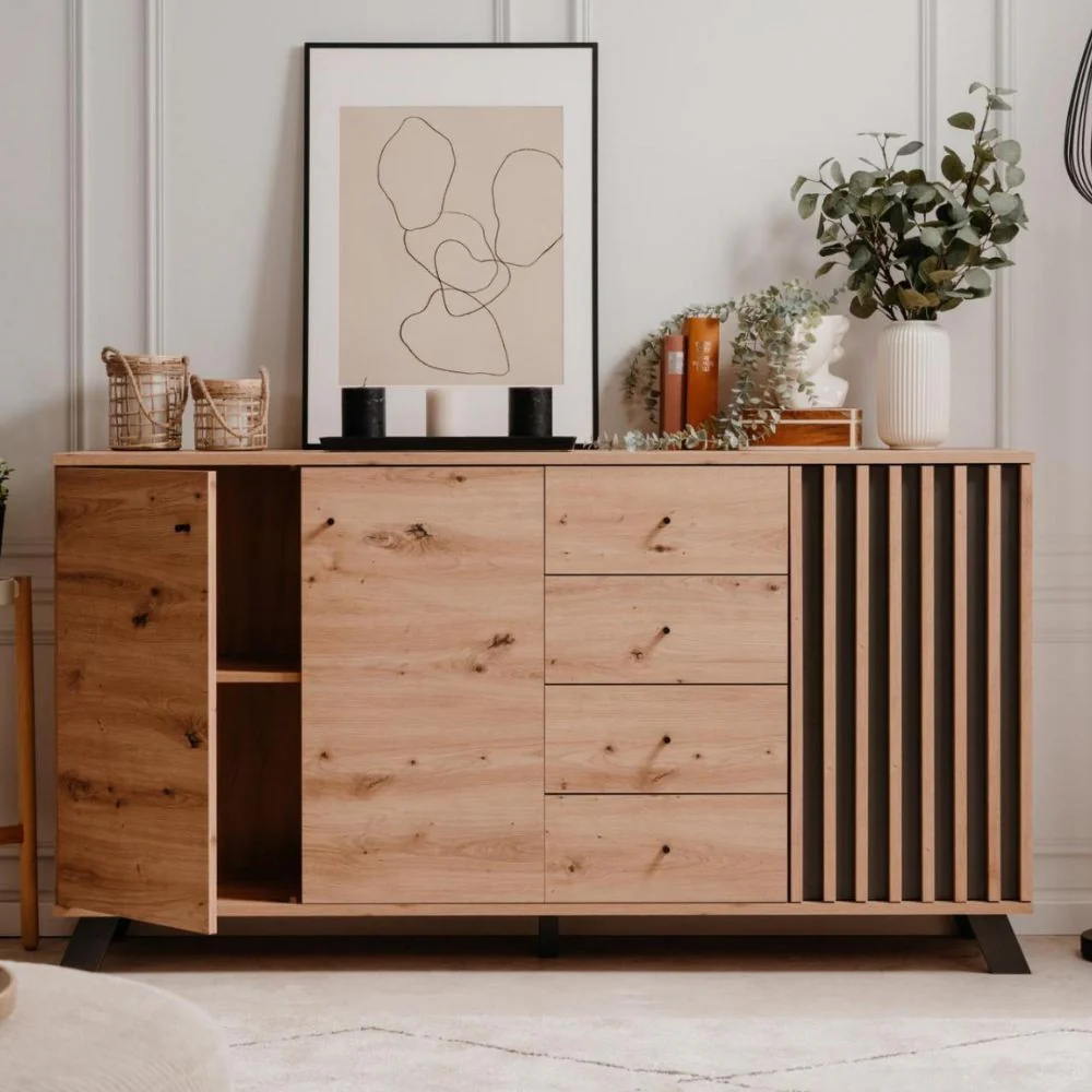 Medan51C 3dveřová, 4zásuvková příborník v antracitovém dubu