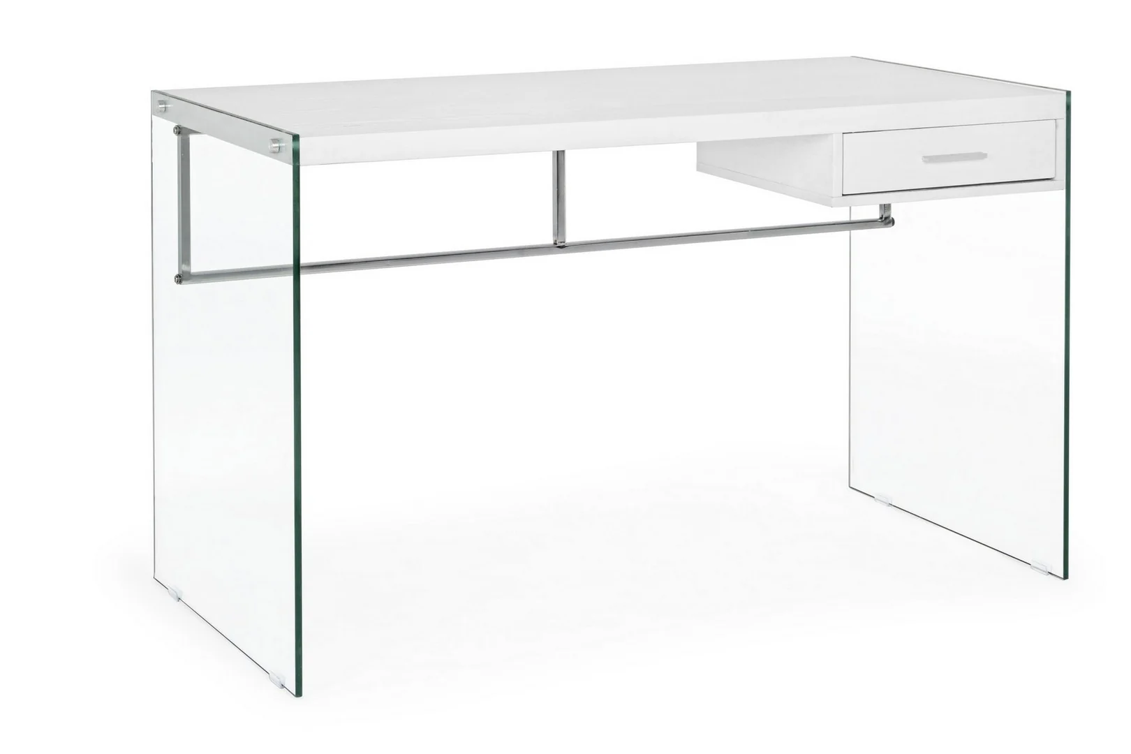 Moderní designový stůl se skleněnými nohami a dřevěnou deskou, 122x60x76 cm - různé barvy