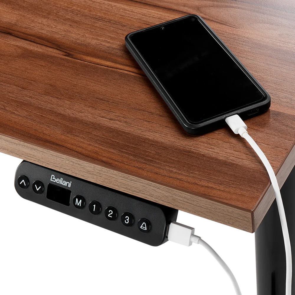 Elektricky výškově nastavitelný stůl, šedo-černý, 180 x 80 cm, ocelový rám s práškovým nástřikem